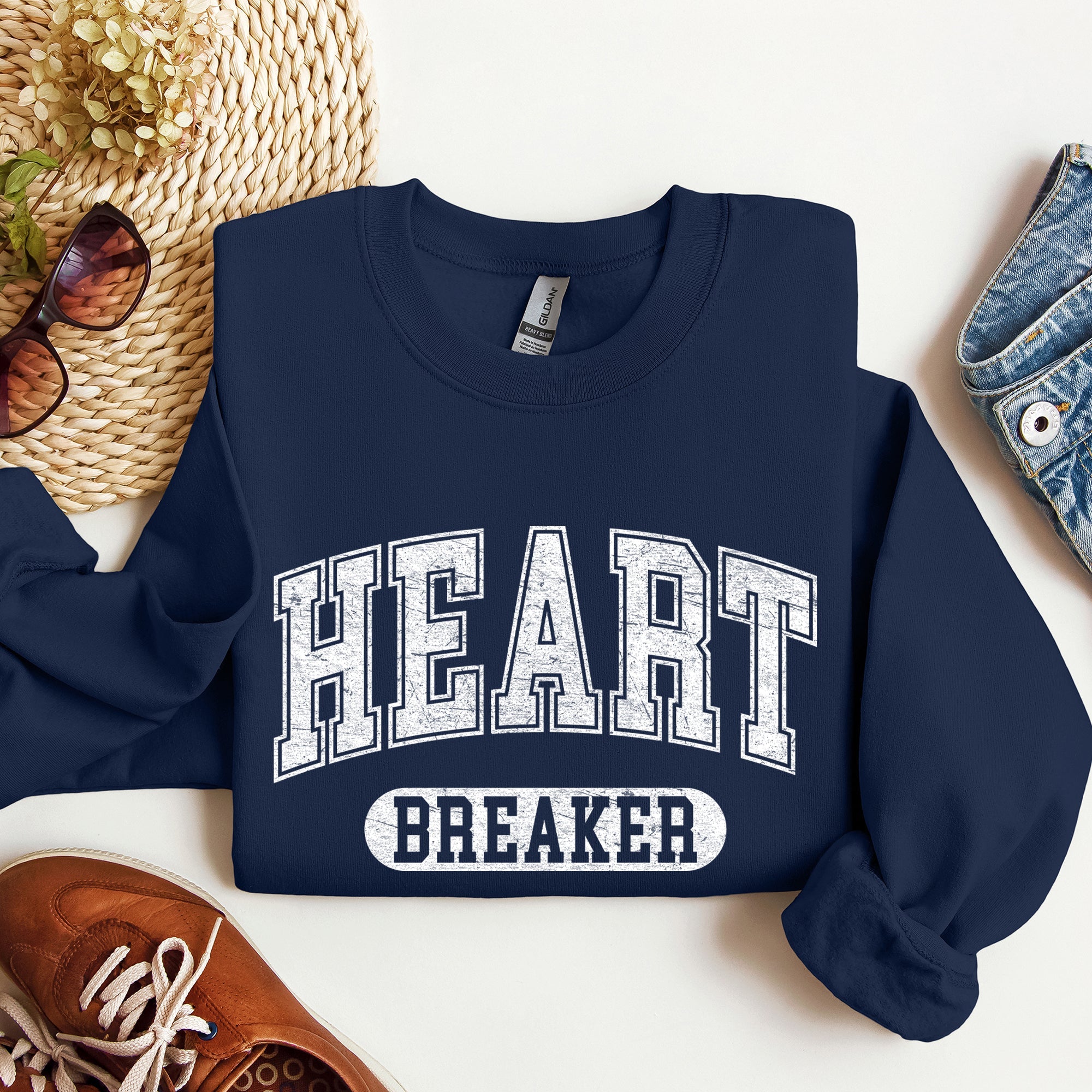 Heart Breaker Collegiate Love Valentine Edition Heartfelt Statement Forever Sweatshirt