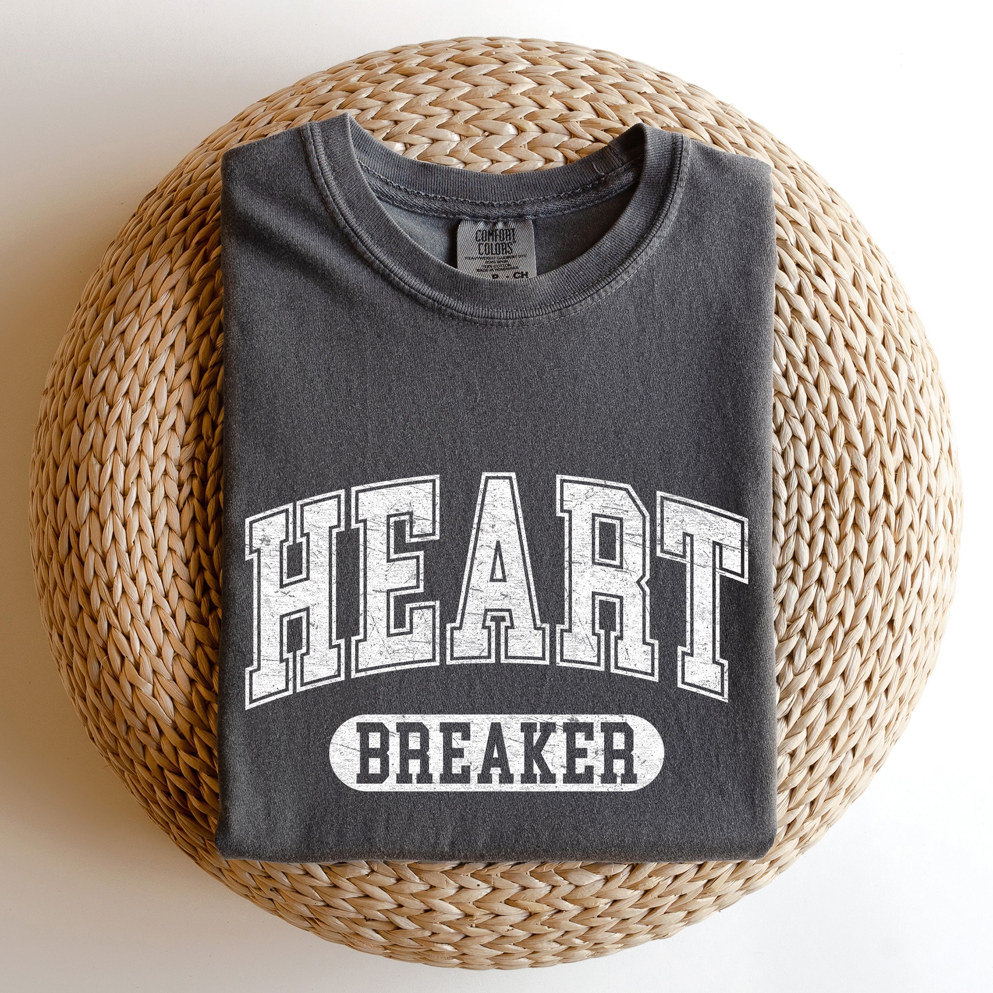 Heart Breaker Collegiate Love Vintage Varsity Style Retro Graphic Inspired Comfort Colors Tee