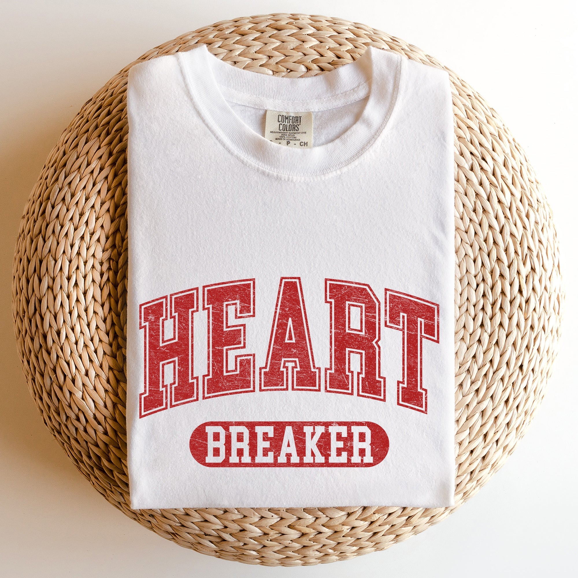 Heart Breaker Collegiate Love Vintage Varsity Style Retro Graphic Inspired Comfort Colors Tee