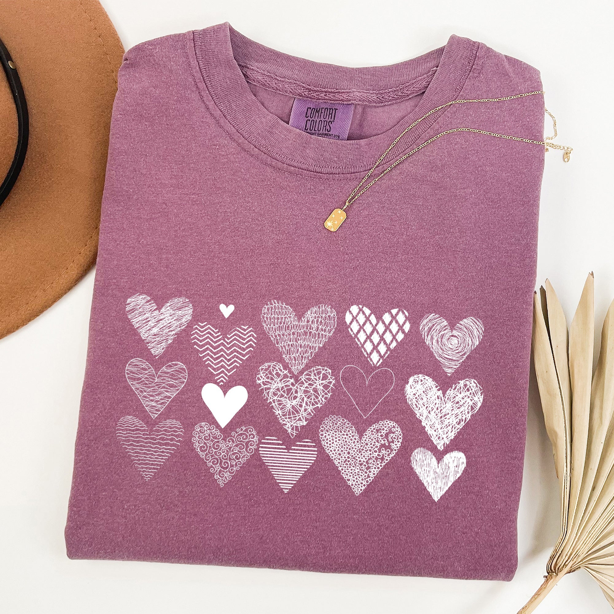 Heart Doodles Valentine's Day Edition Vintage Soft Graphic Print Comfort Colors Tee