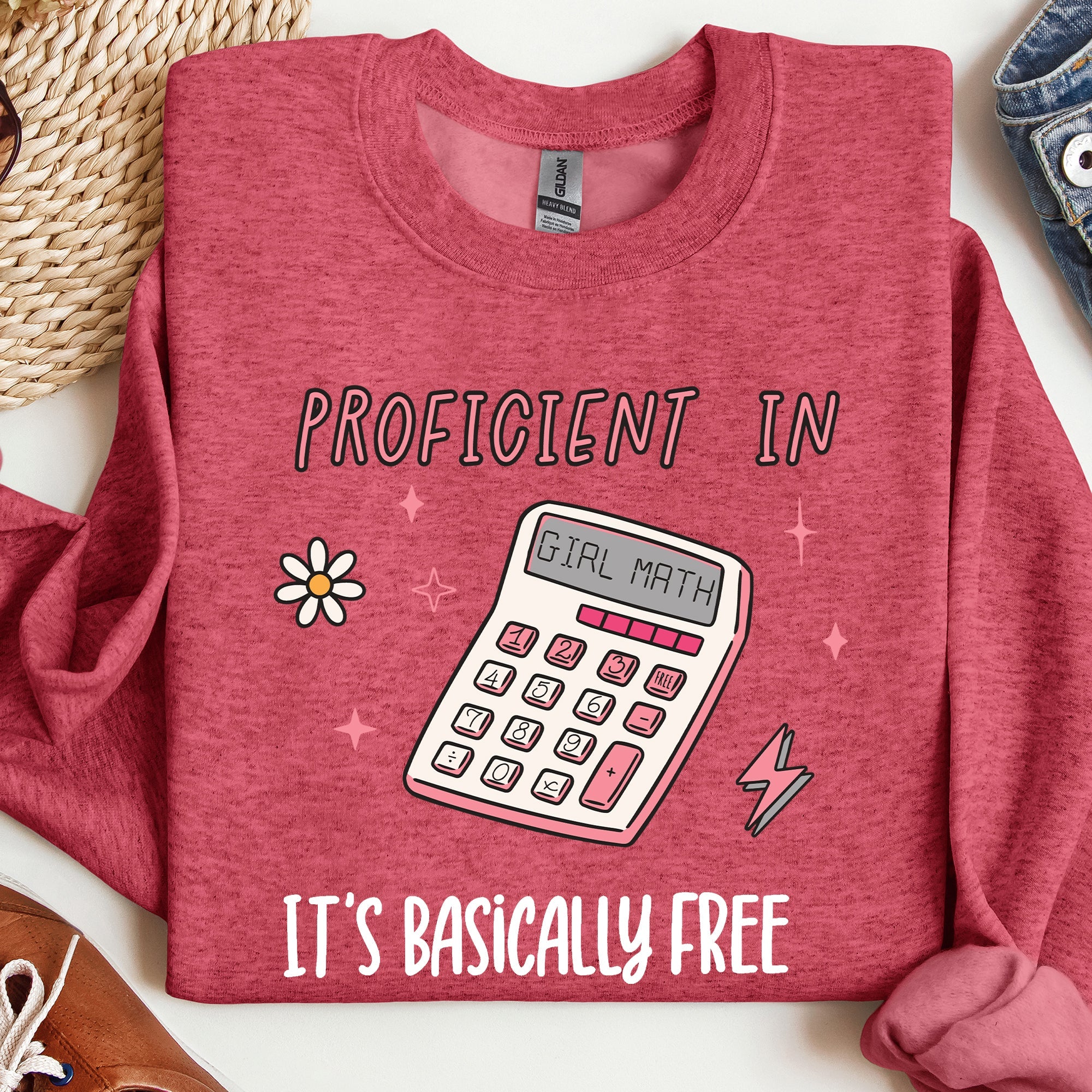 Girl Math Basically Free Calculator TikTok Quote About Spending Wisely For Laughs Sweatshirt