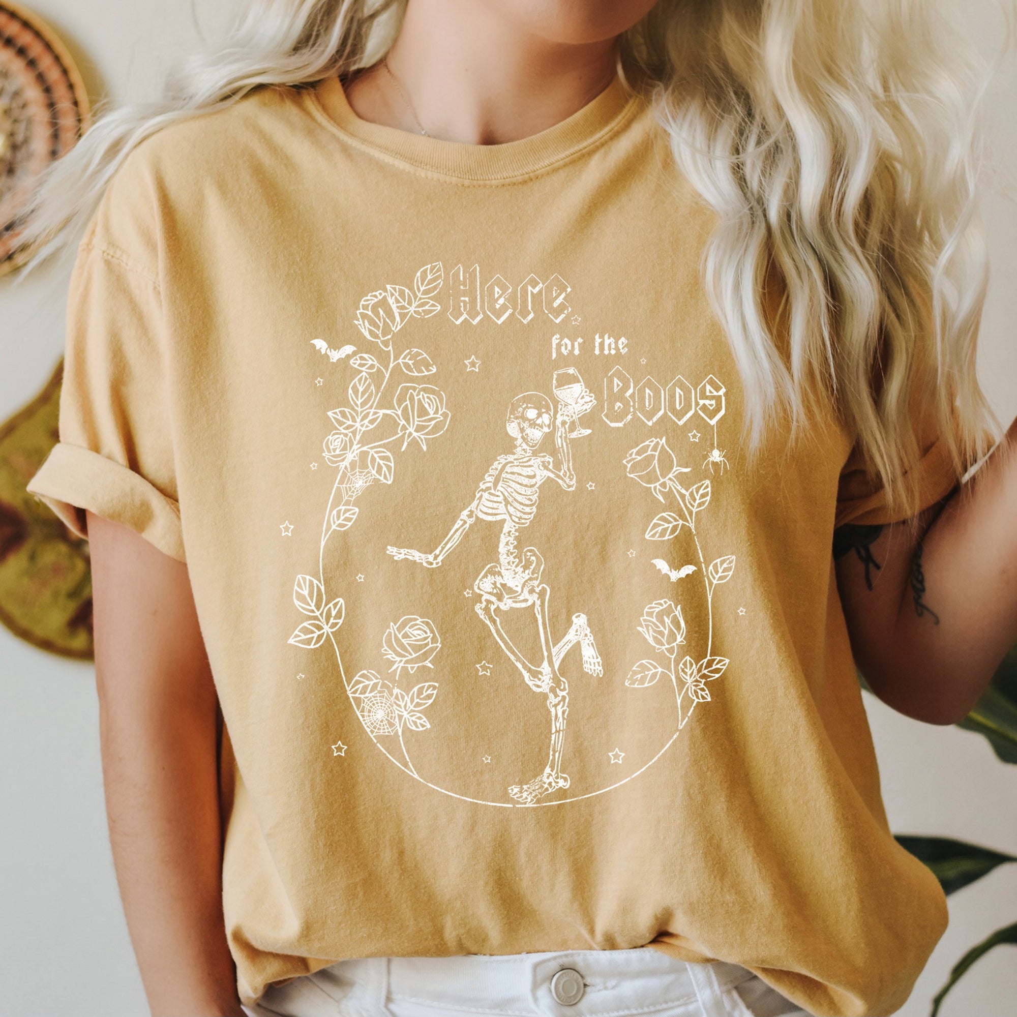Here For The Boos Retro Limited Halloween Night Party Vintage Theme Comfort Colors Tee