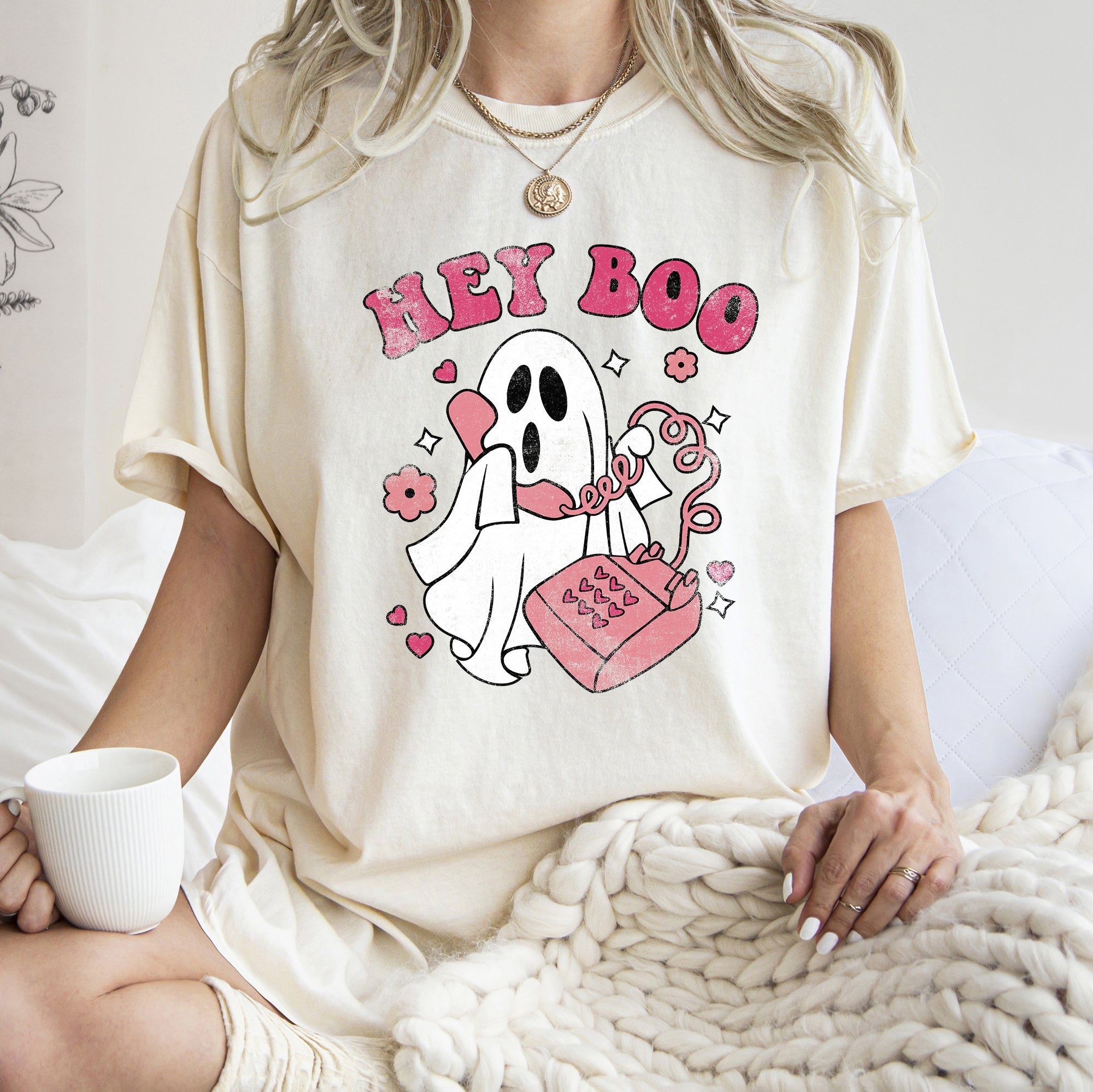 Hey Boo Retro Halloween Spooky Night Edition Vintage All Hallows Eve Comfort Colors Tee