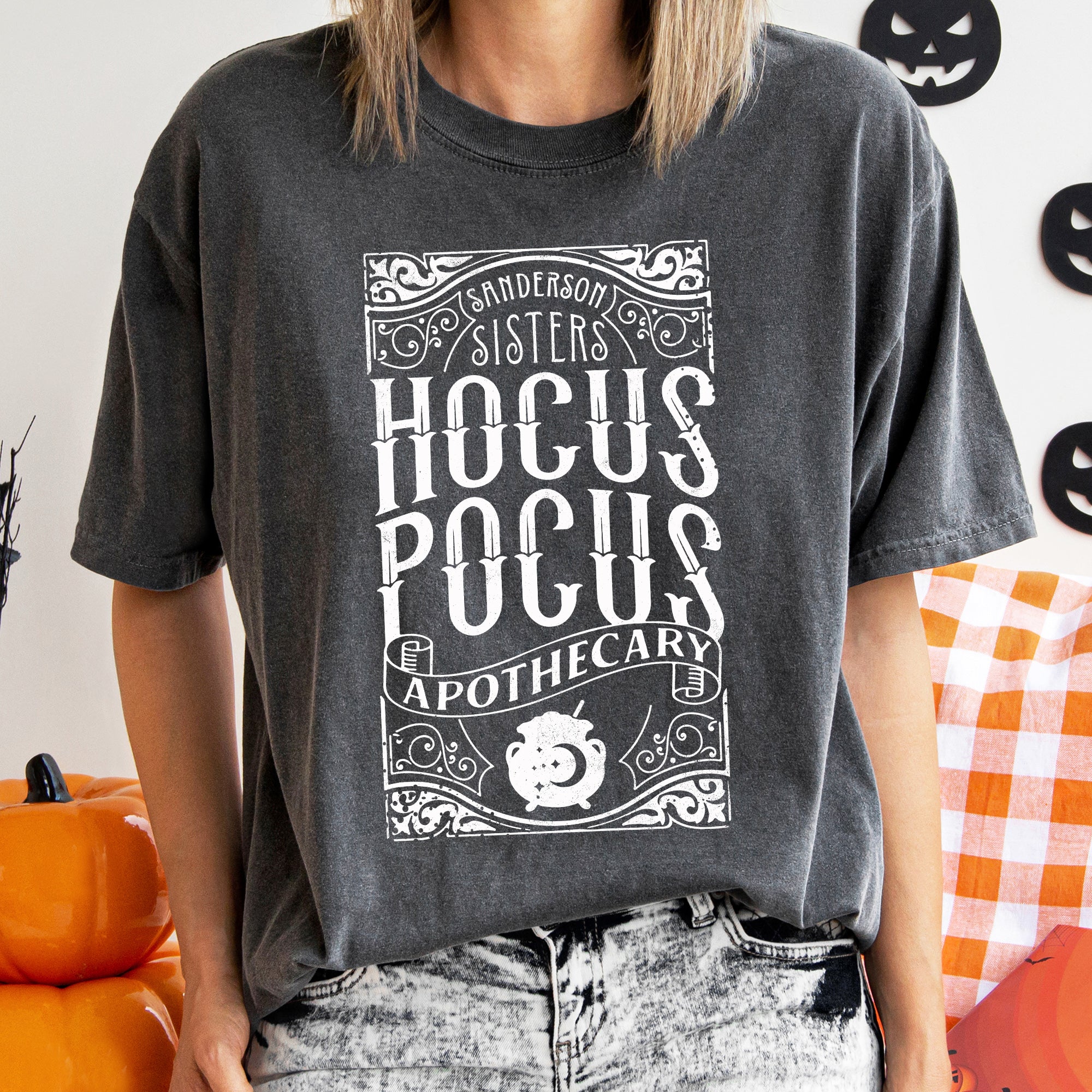Hocus Pocus Apothecary Vintage Halloween Witchcraft Illustration Print Limited Edition Comfort Colors Tee