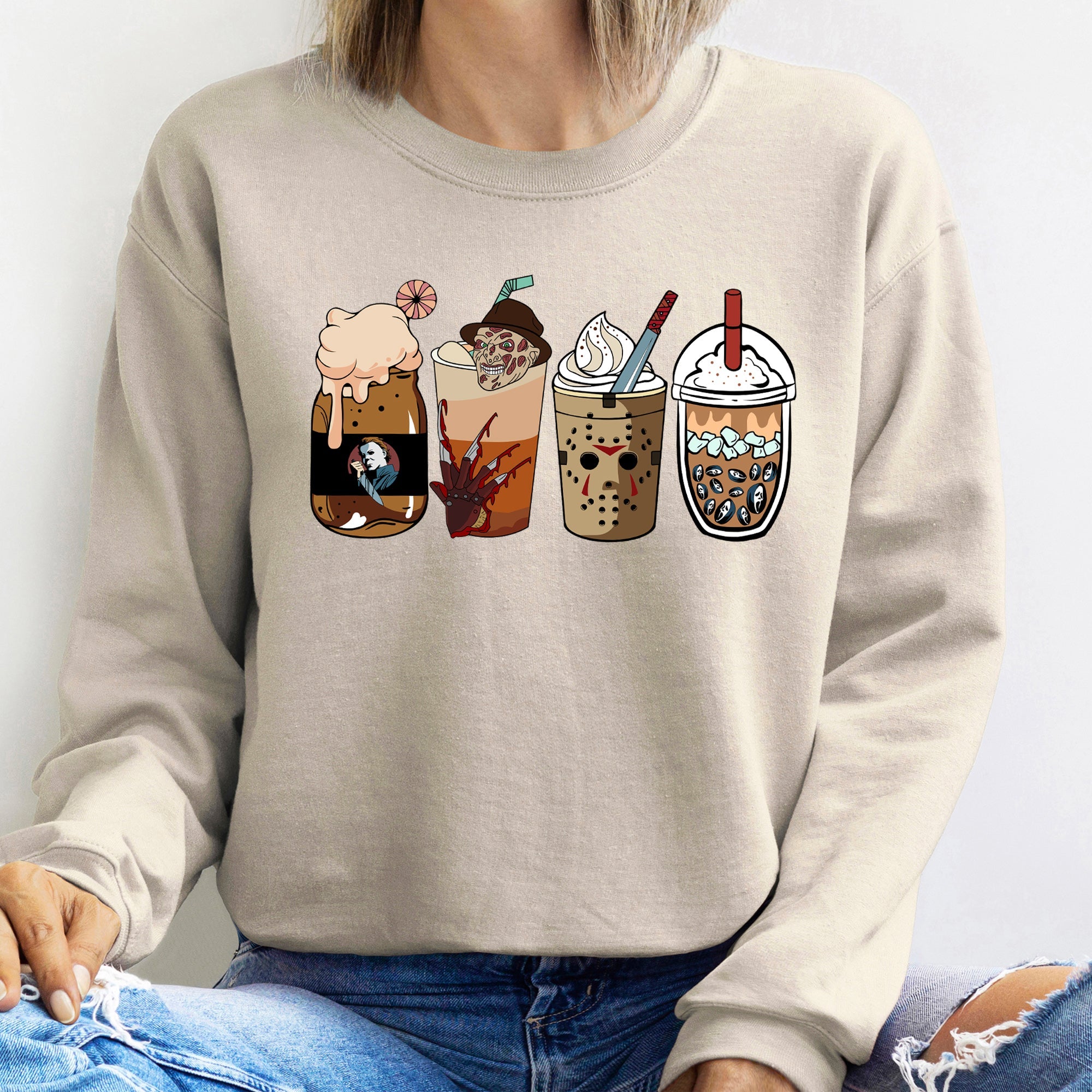 Horror Movie Coffee Halloween Sweatshirt