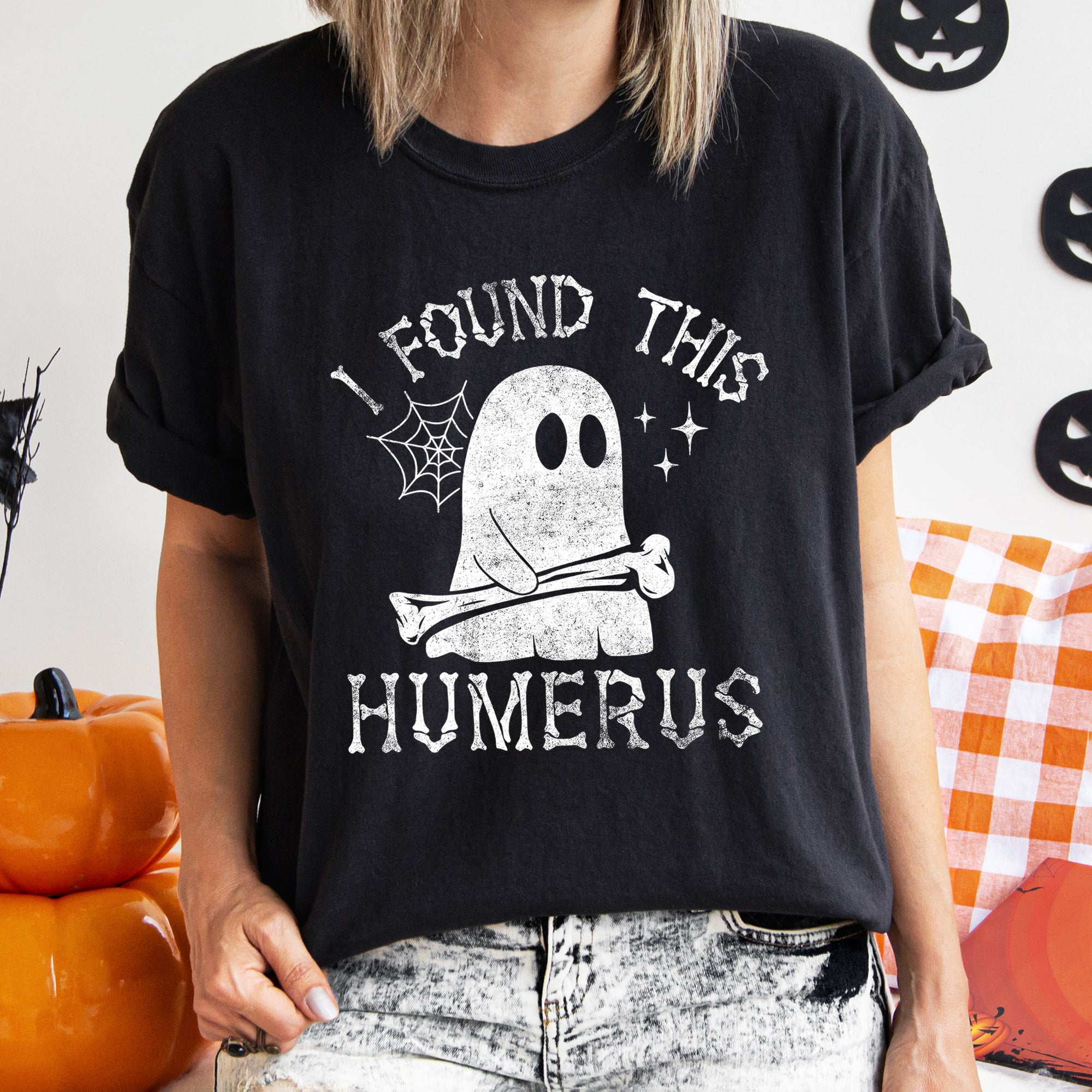 I Found This Humerus Retro Halloween Vintage Graphic Design Inspiration Premium Edition Comfort Colors Tee