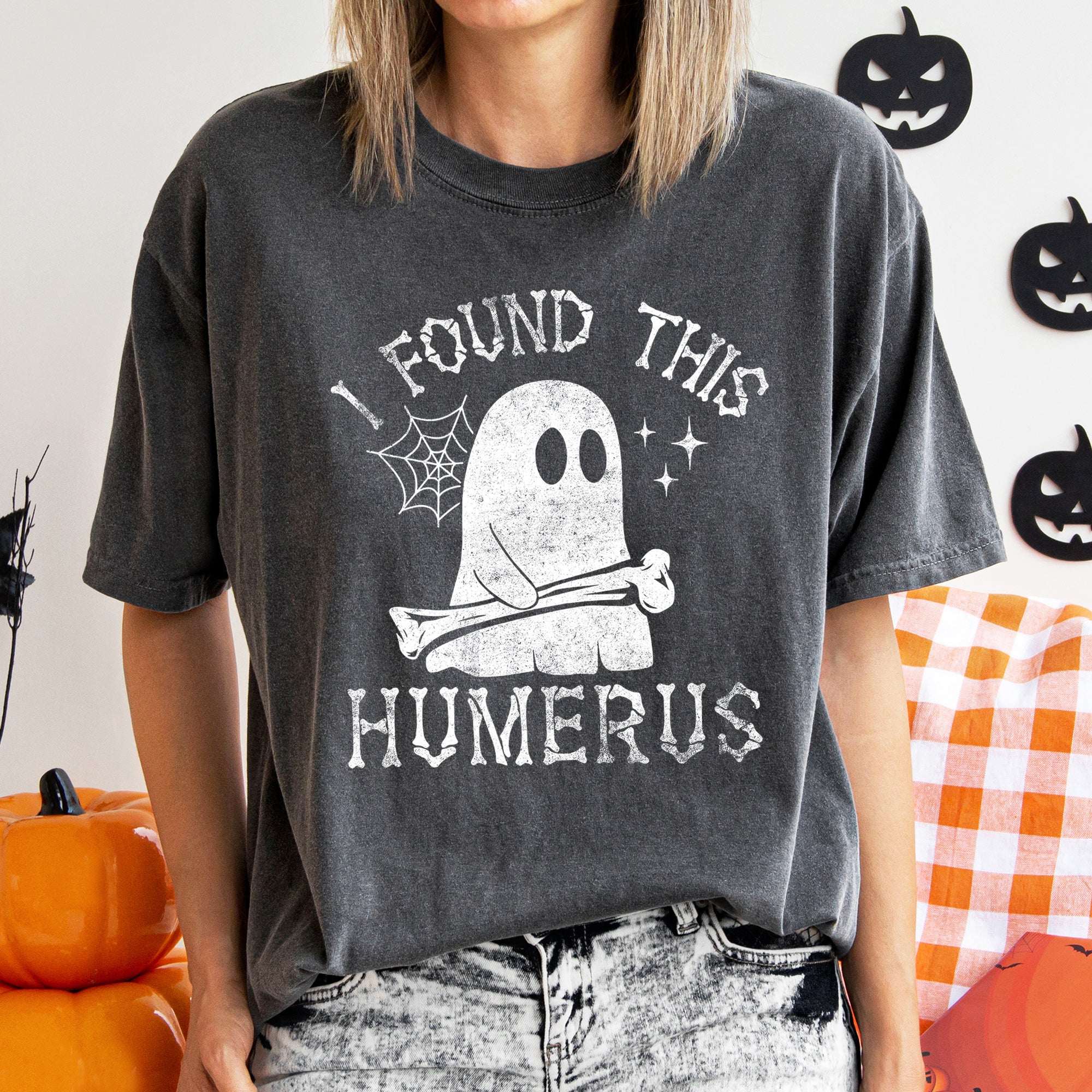 I Found This Humerus Retro Halloween Vintage Graphic Design Inspiration Premium Edition Comfort Colors Tee