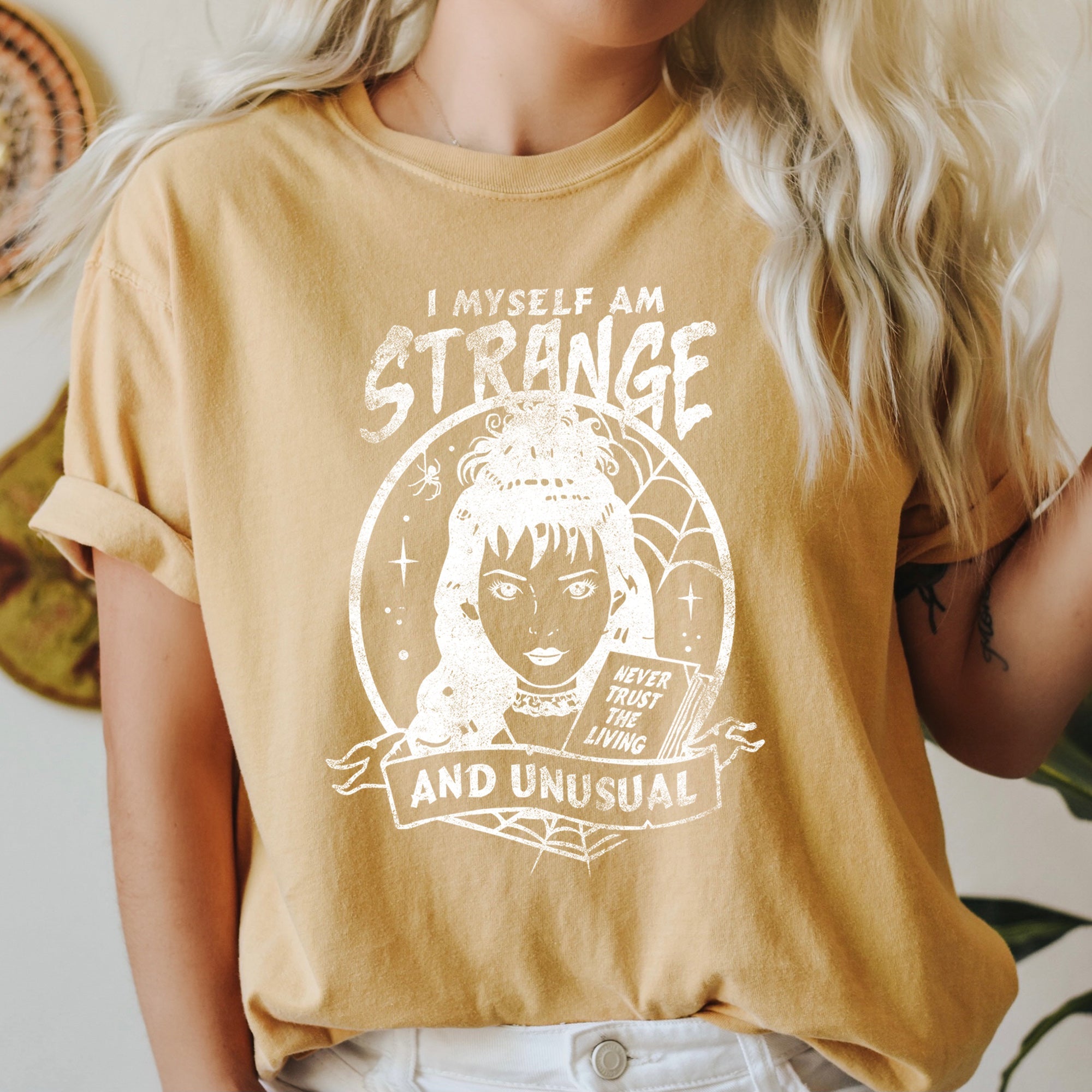 I Myself Am Strange And Unusual Retro Halloween Vintage Gothic Design Comfort Colors Tee