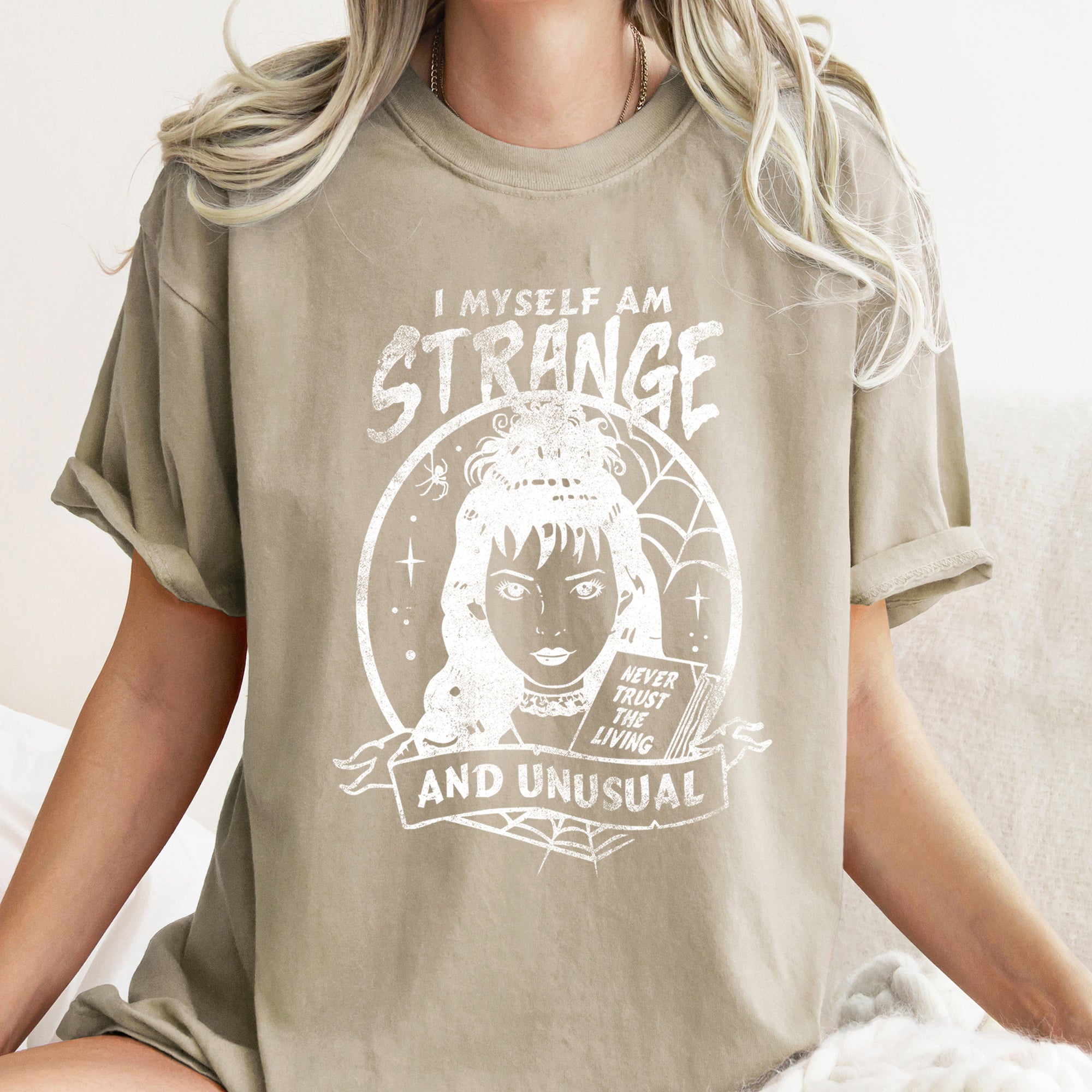 I Myself Am Strange And Unusual Retro Halloween Vintage Gothic Design Comfort Colors Tee