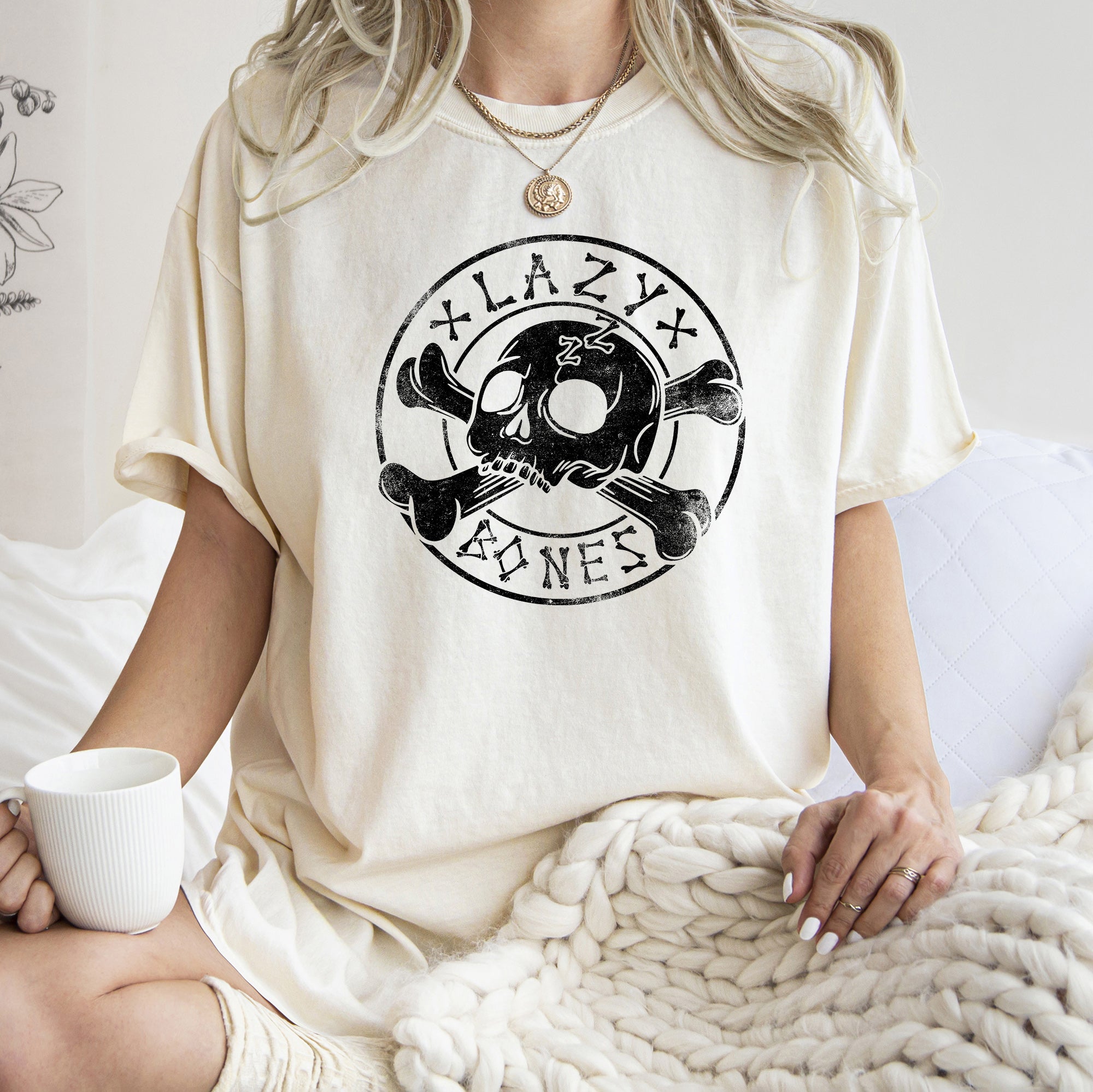 Lazy Bones Retro Halloween Nostalgia Collection Celebrating Vintage Spookiness With Cozy Style Comfort Colors Tee