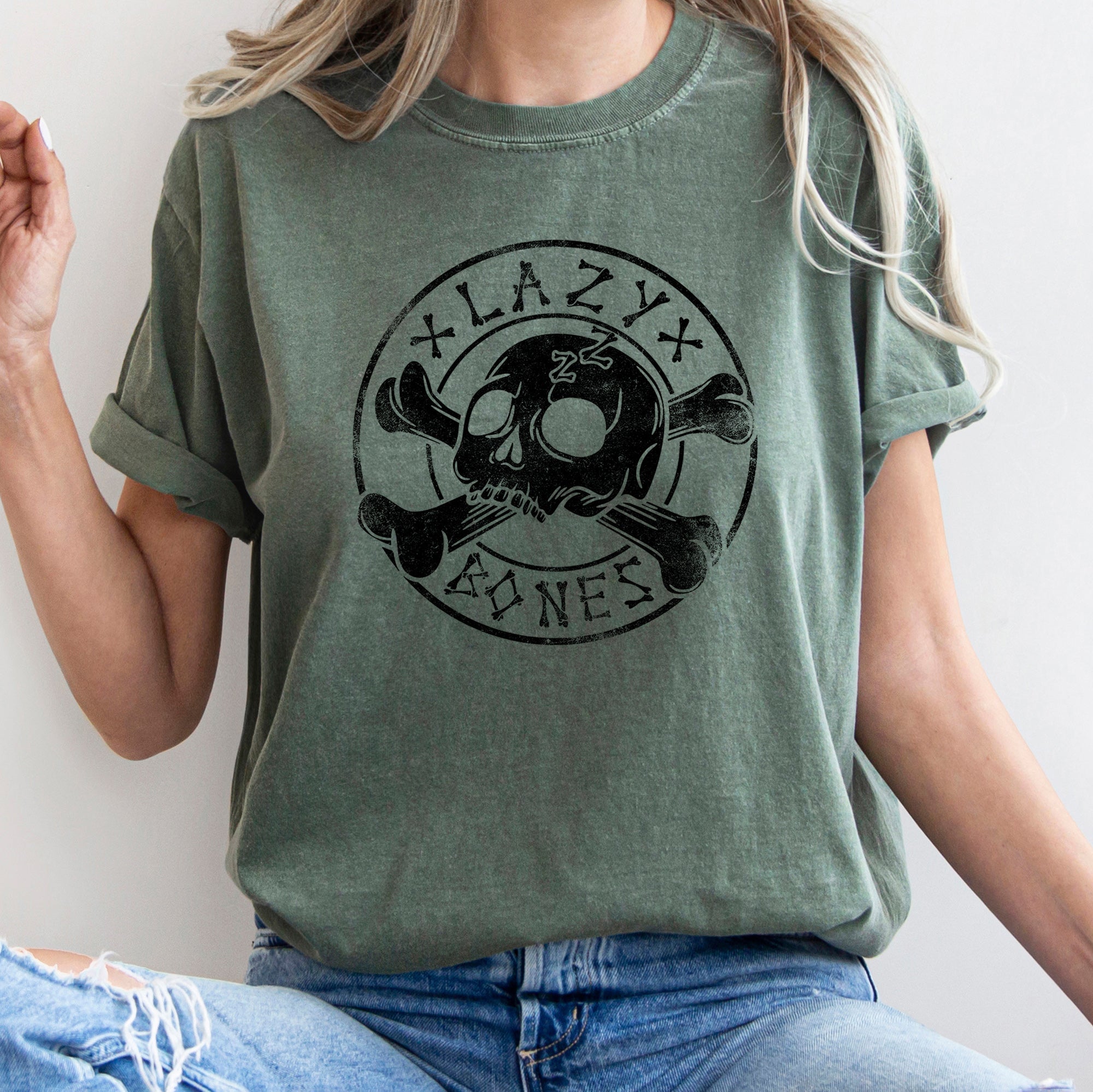 Lazy Bones Retro Halloween Nostalgia Collection Celebrating Vintage Spookiness With Cozy Style Comfort Colors Tee