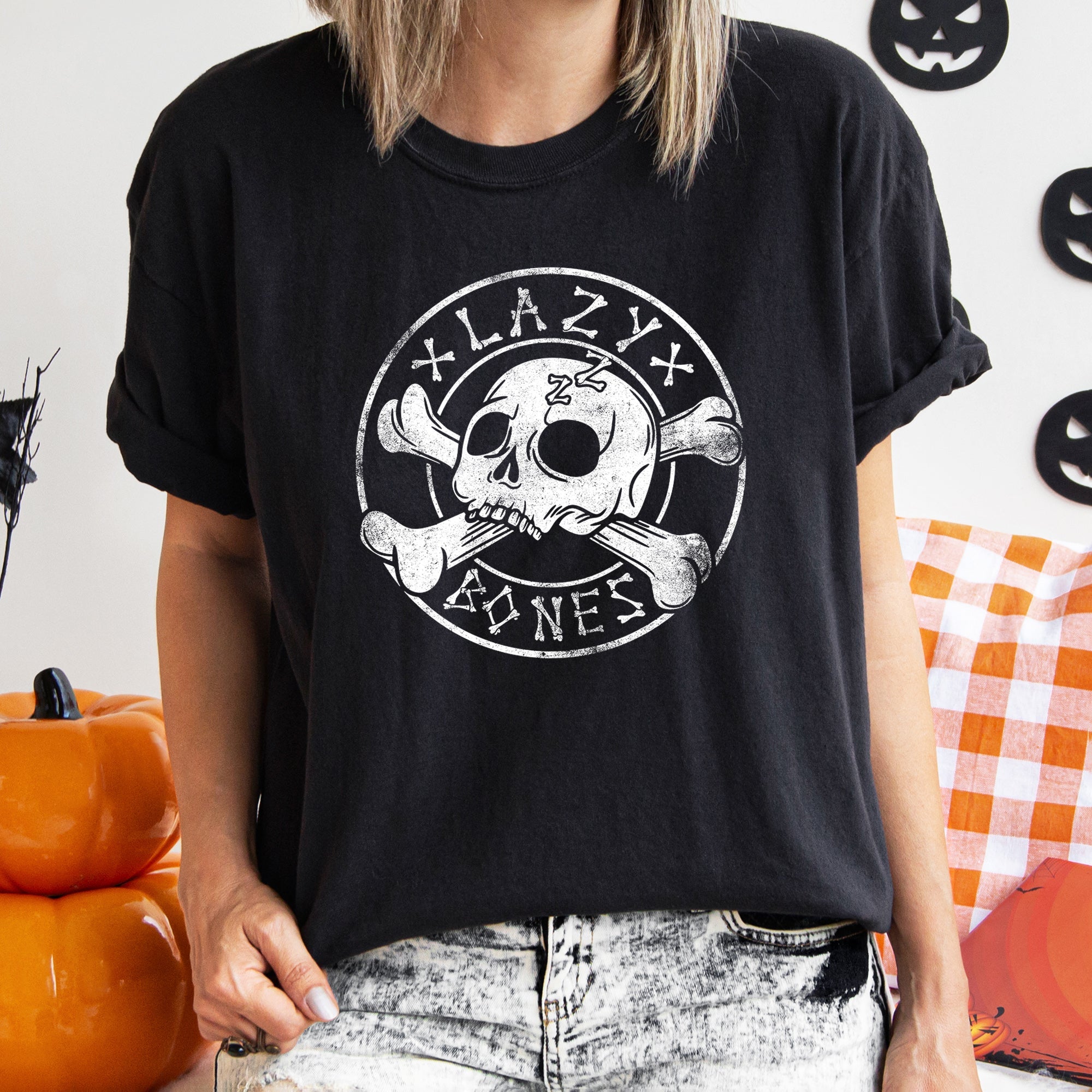 Lazy Bones Retro Halloween Night Fright Vintage Collector's Edition Comfort Colors Tee
