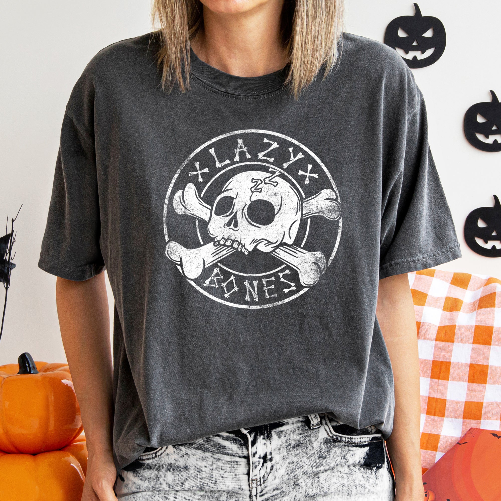 Lazy Bones Retro Halloween Night Fright Vintage Collector's Edition Comfort Colors Tee