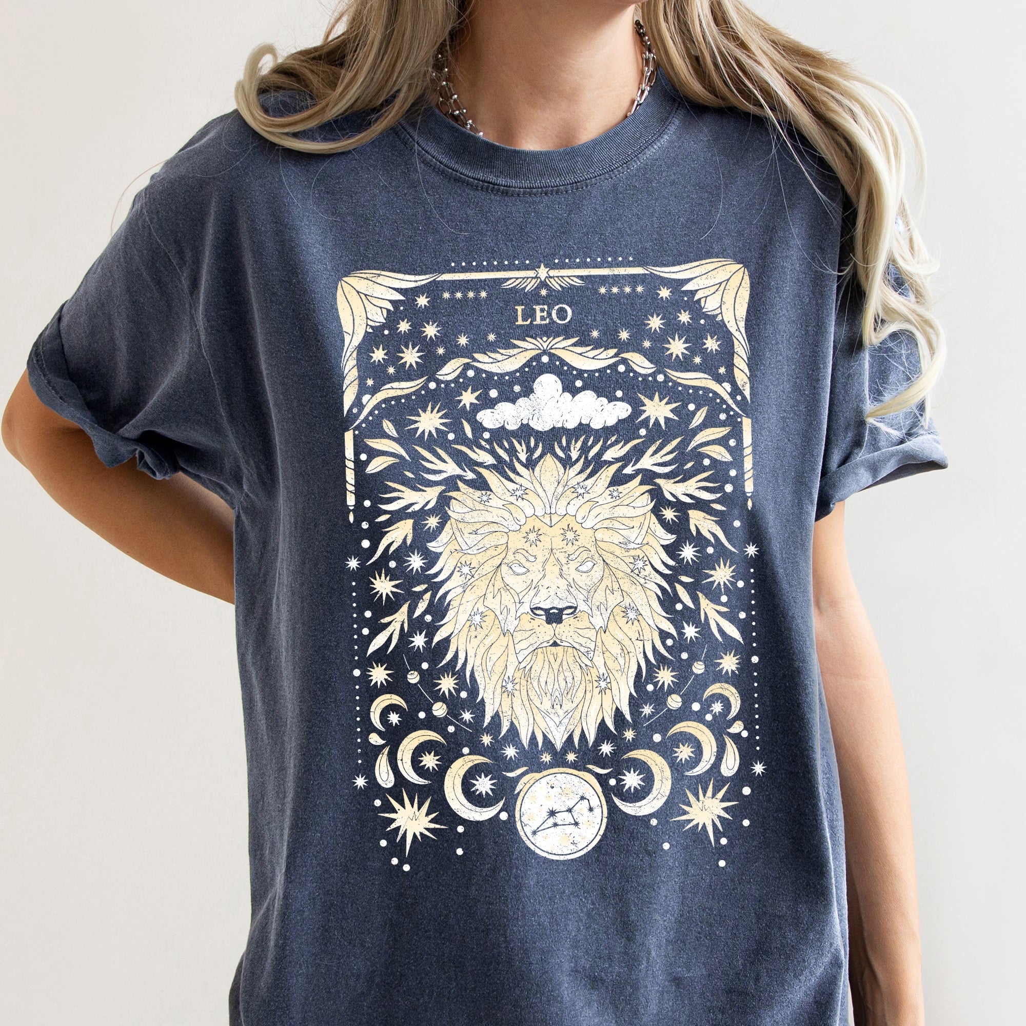 Leo Celestial Zodiac Horoscope Astrology Mystic Sign Aura Celestial Map Comfort Colors Tee