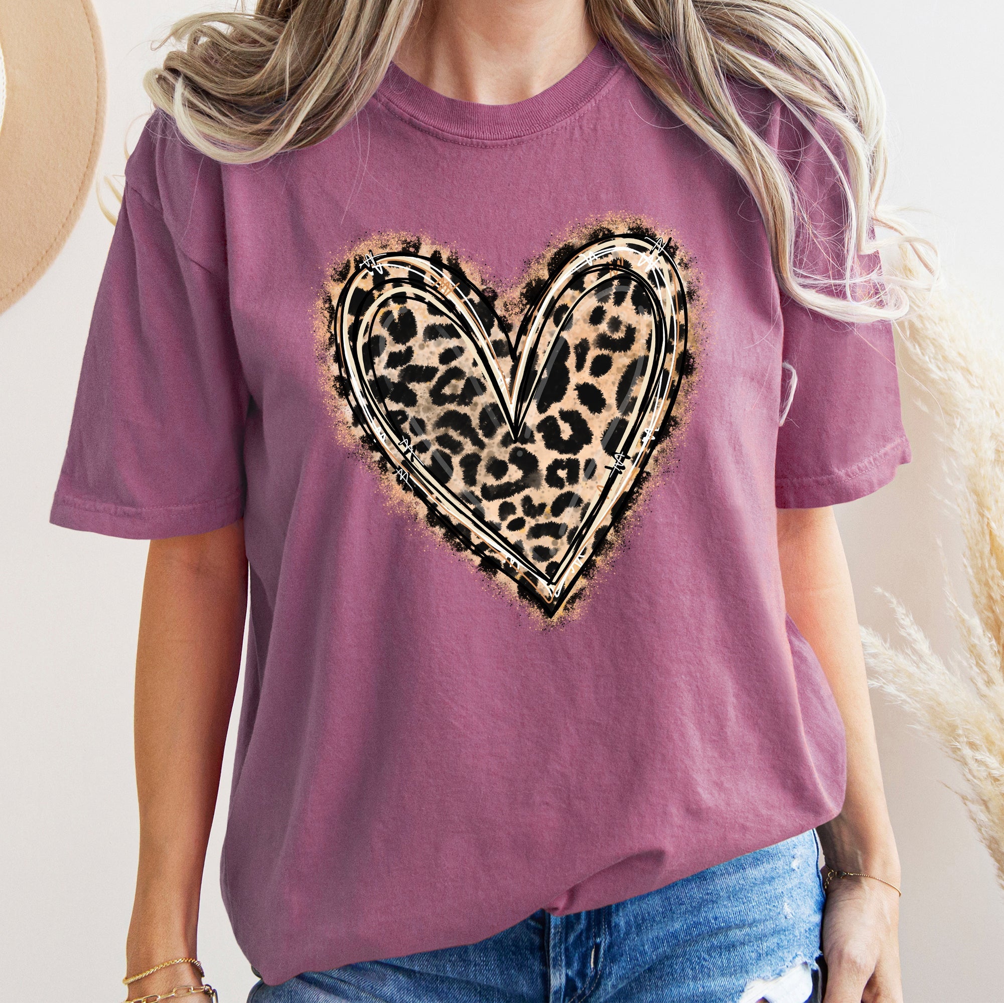 Leopard Print Heart Valentine's Day Edition With Vintage Charm And Chic Retro Vibe Comfort Colors Tee