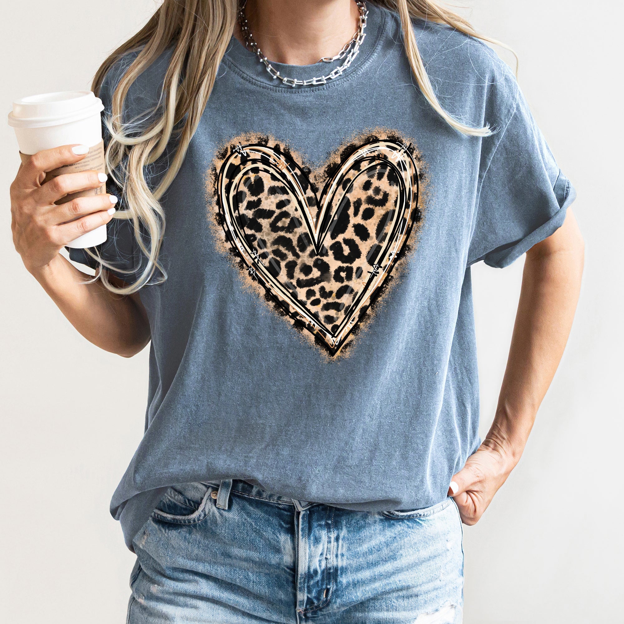 Leopard Print Heart Valentine's Day Edition With Vintage Charm And Chic Retro Vibe Comfort Colors Tee