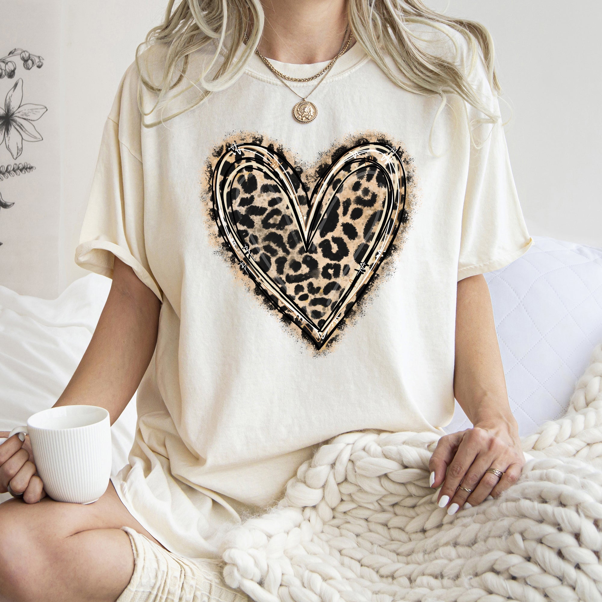 Leopard Print Heart Valentine's Day Edition With Vintage Charm And Chic Retro Vibe Comfort Colors Tee
