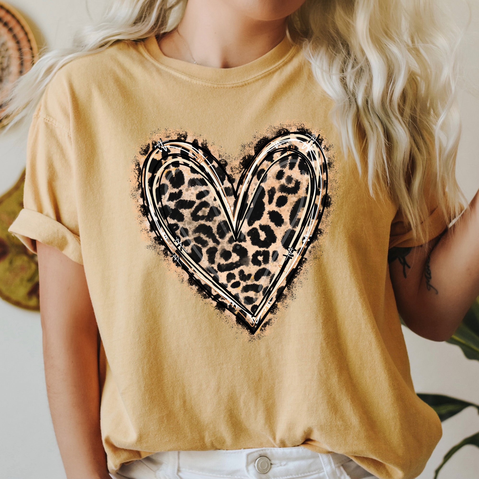 Leopard Print Heart Valentine's Day Edition With Vintage Charm And Chic Retro Vibe Comfort Colors Tee