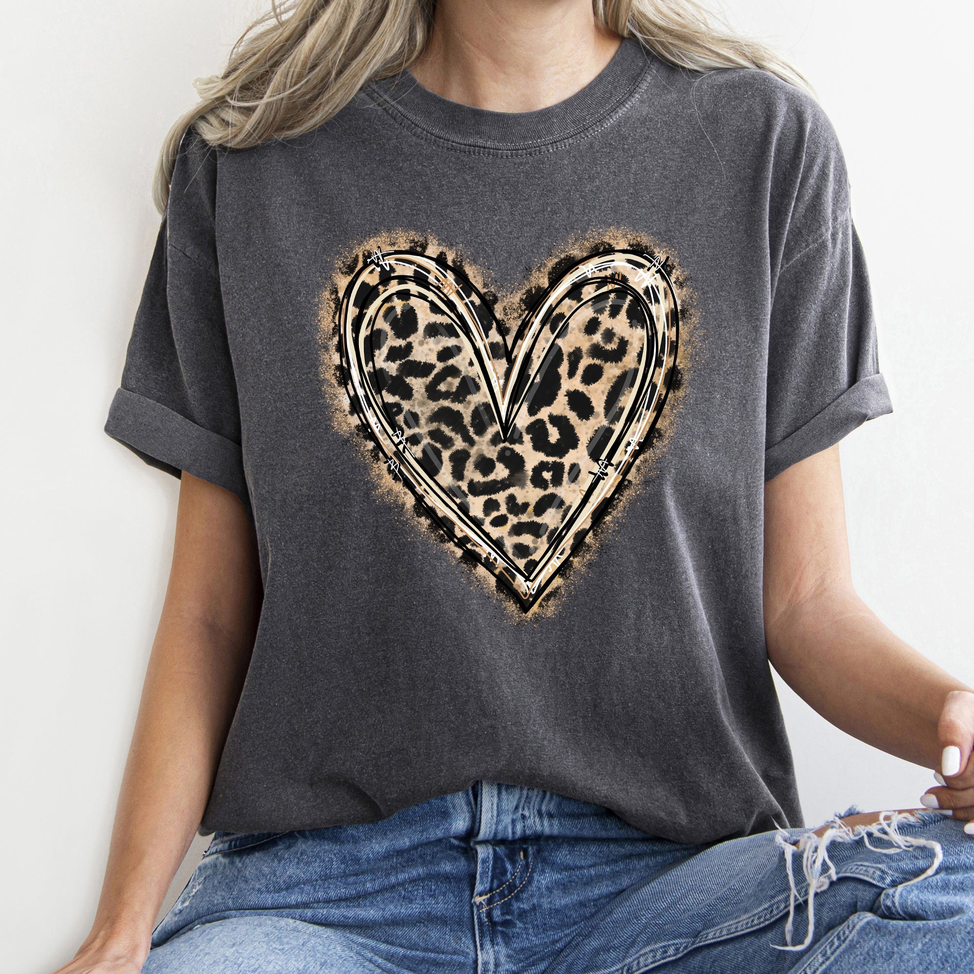 Leopard Print Heart Valentine's Day Edition With Vintage Charm And Chic Retro Vibe Comfort Colors Tee
