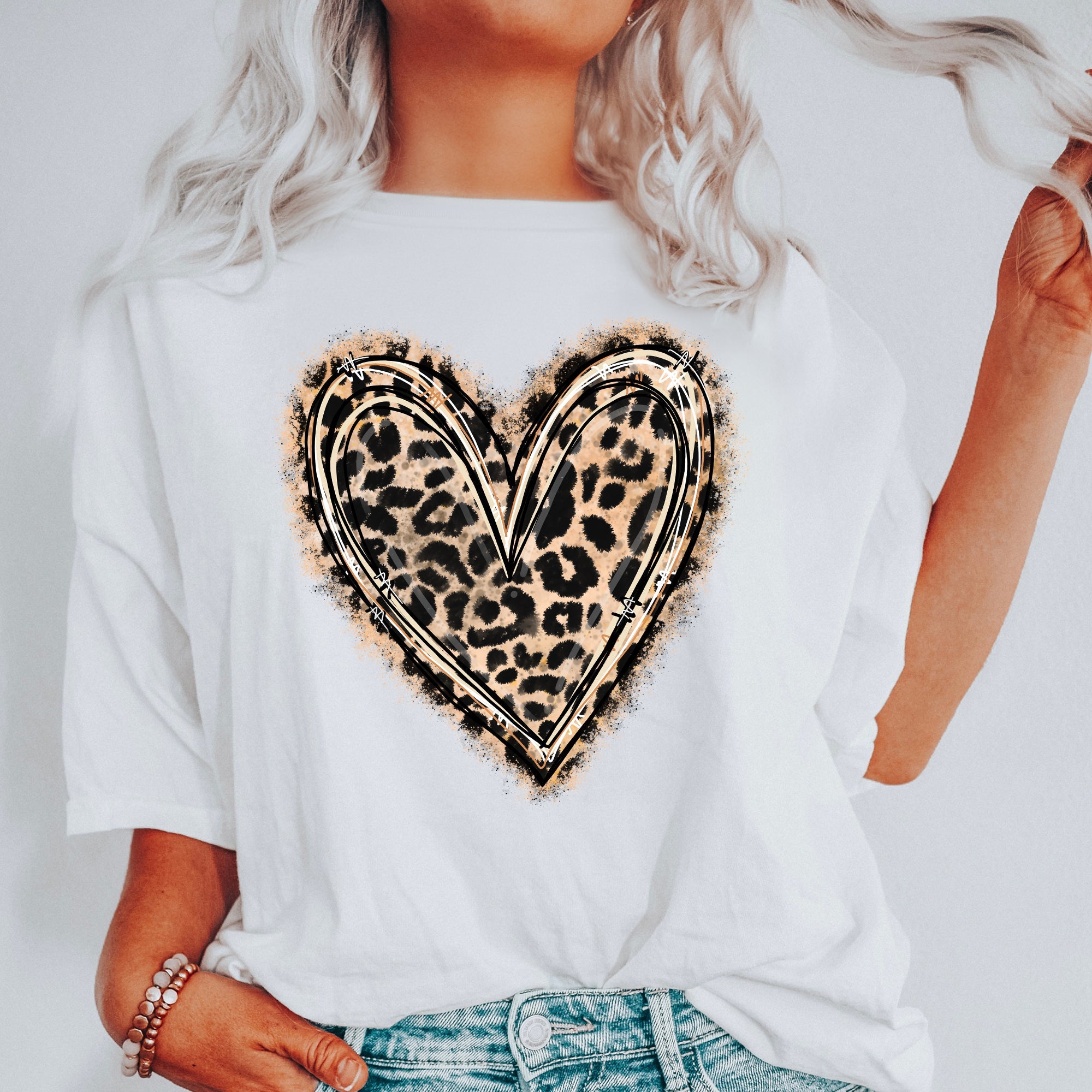 Leopard Print Heart Valentine's Day Edition With Vintage Charm And Chic Retro Vibe Comfort Colors Tee