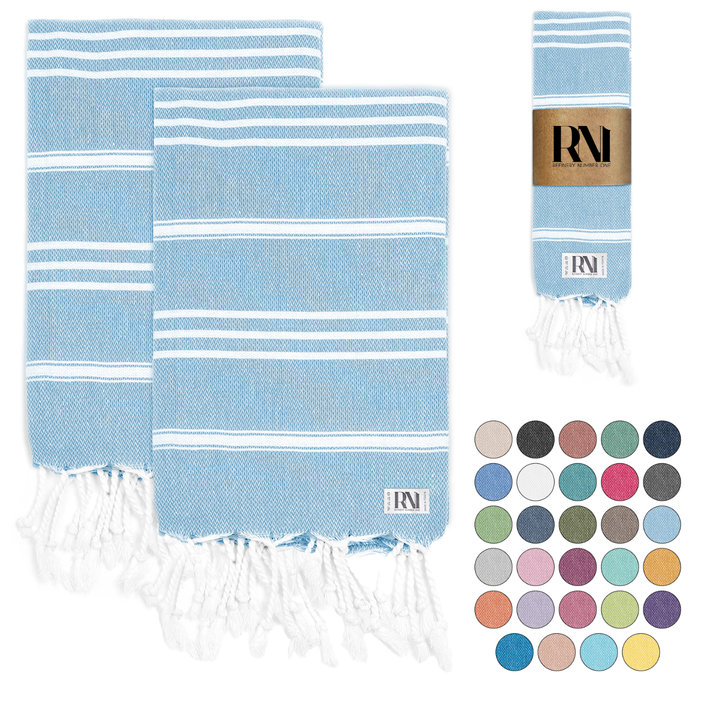 Istanbul Classic Turkish Hand Towel Set for Kitchen, Bath, Beach, Gym, Yoga and Travel