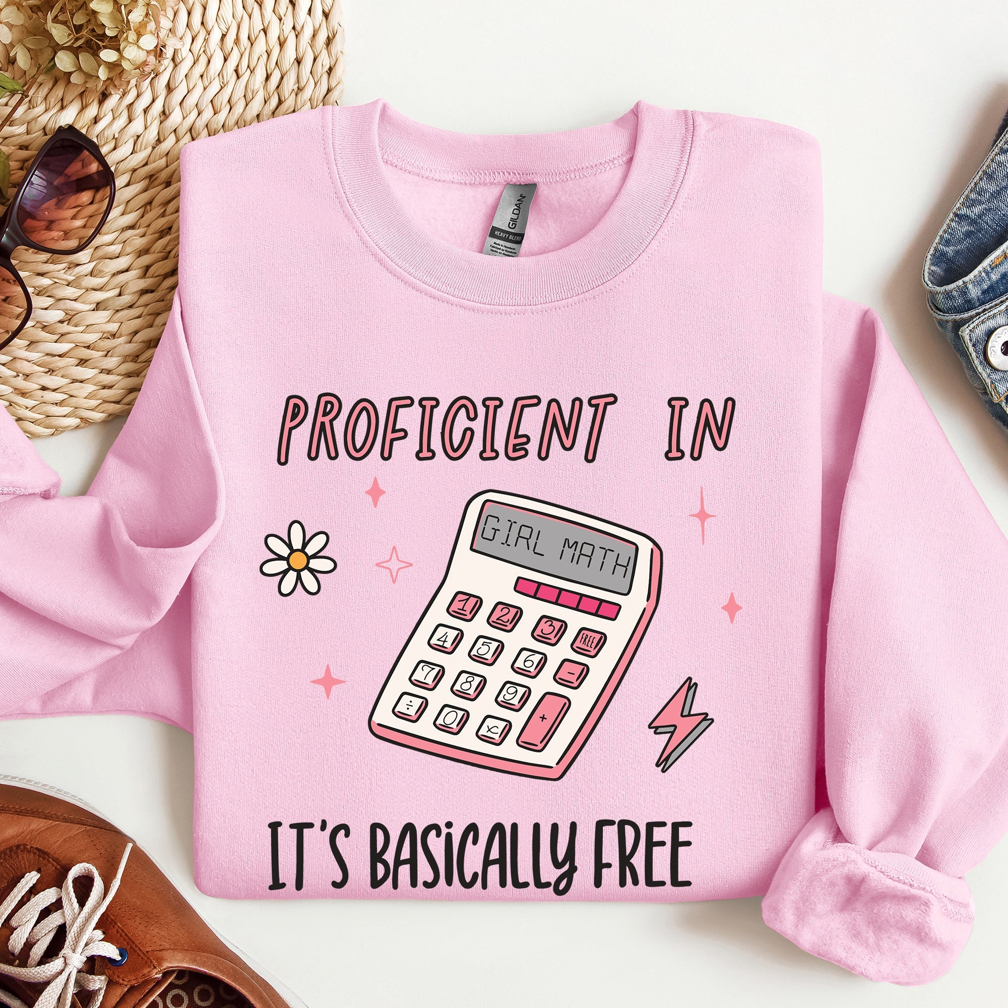 Girl Math Basically Free Calculator TikTok Quote About Spending Wisely For Laughs Sweatshirt