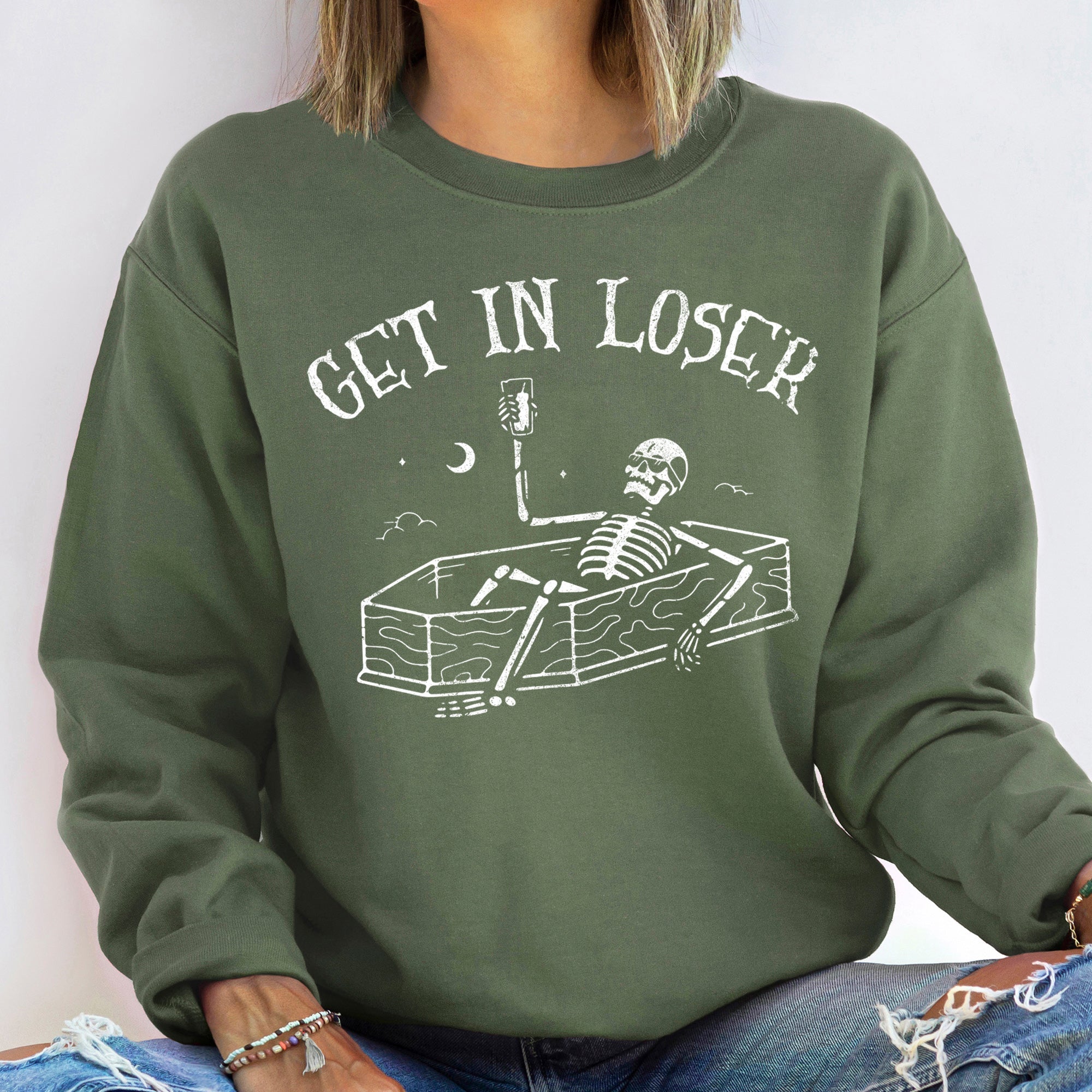 Get In Loser Vintage Skeleton Graphic Illustration Edition Limited Release Collectors Sweatshirt