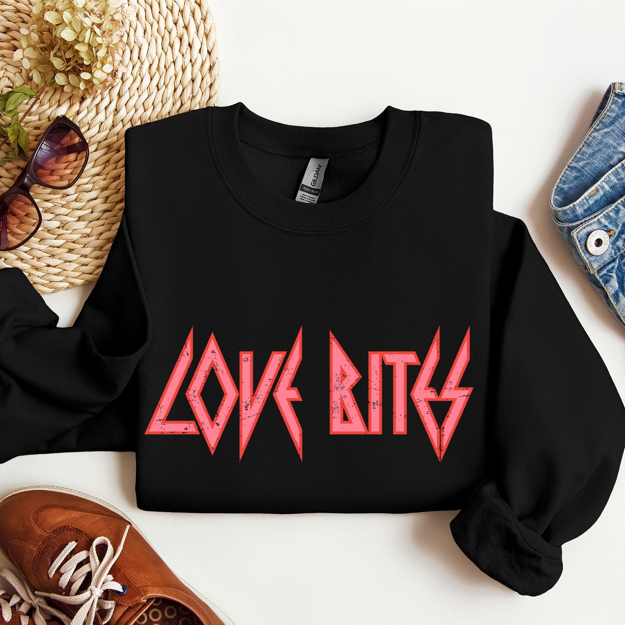 Love Bites Def Retro 80s Rock Music Nostalgia Valentine's Day Limited Edition Sweatshirt