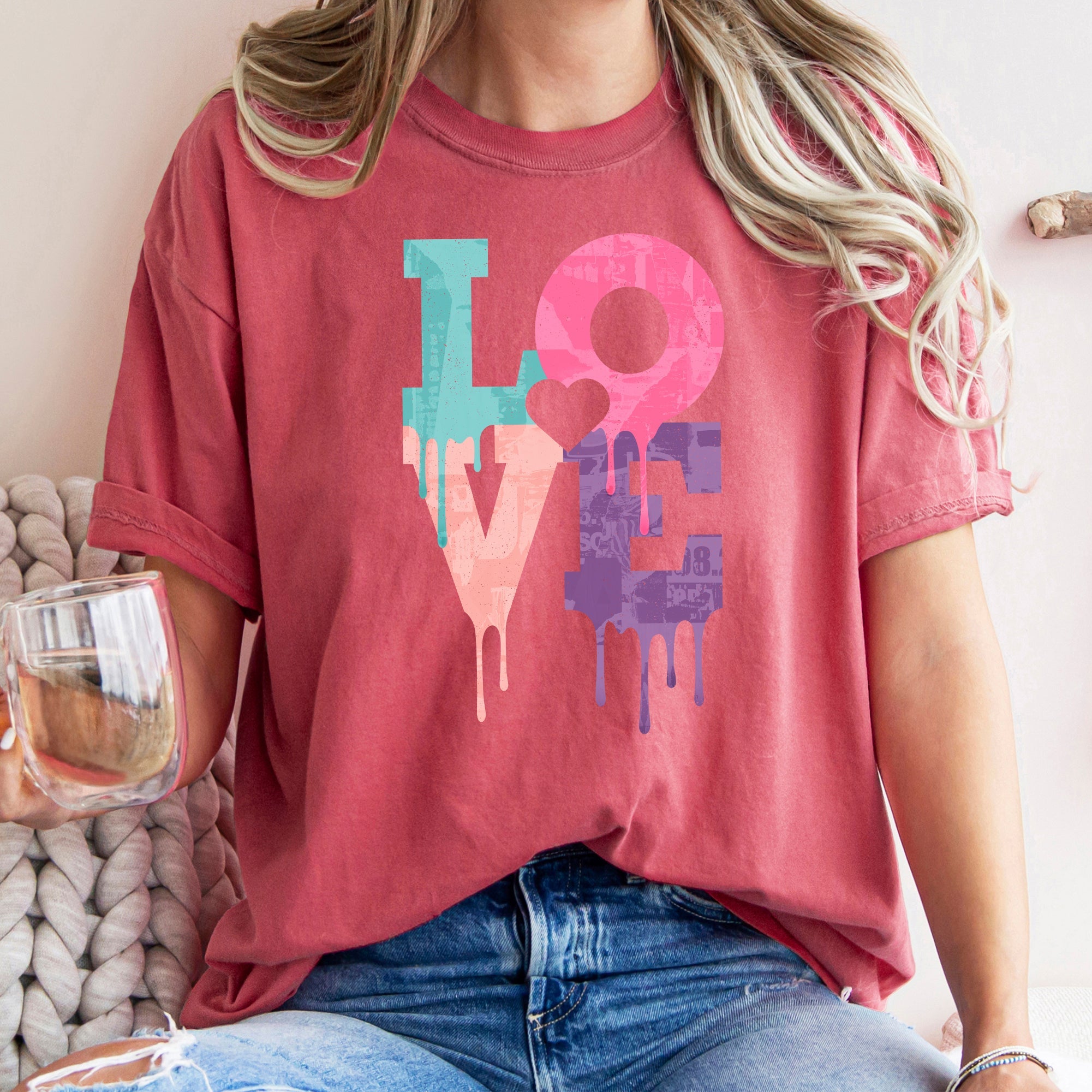Retro Love Dripping Paint Limited Edition Vintage Style Graphic Comfort Colors Tee