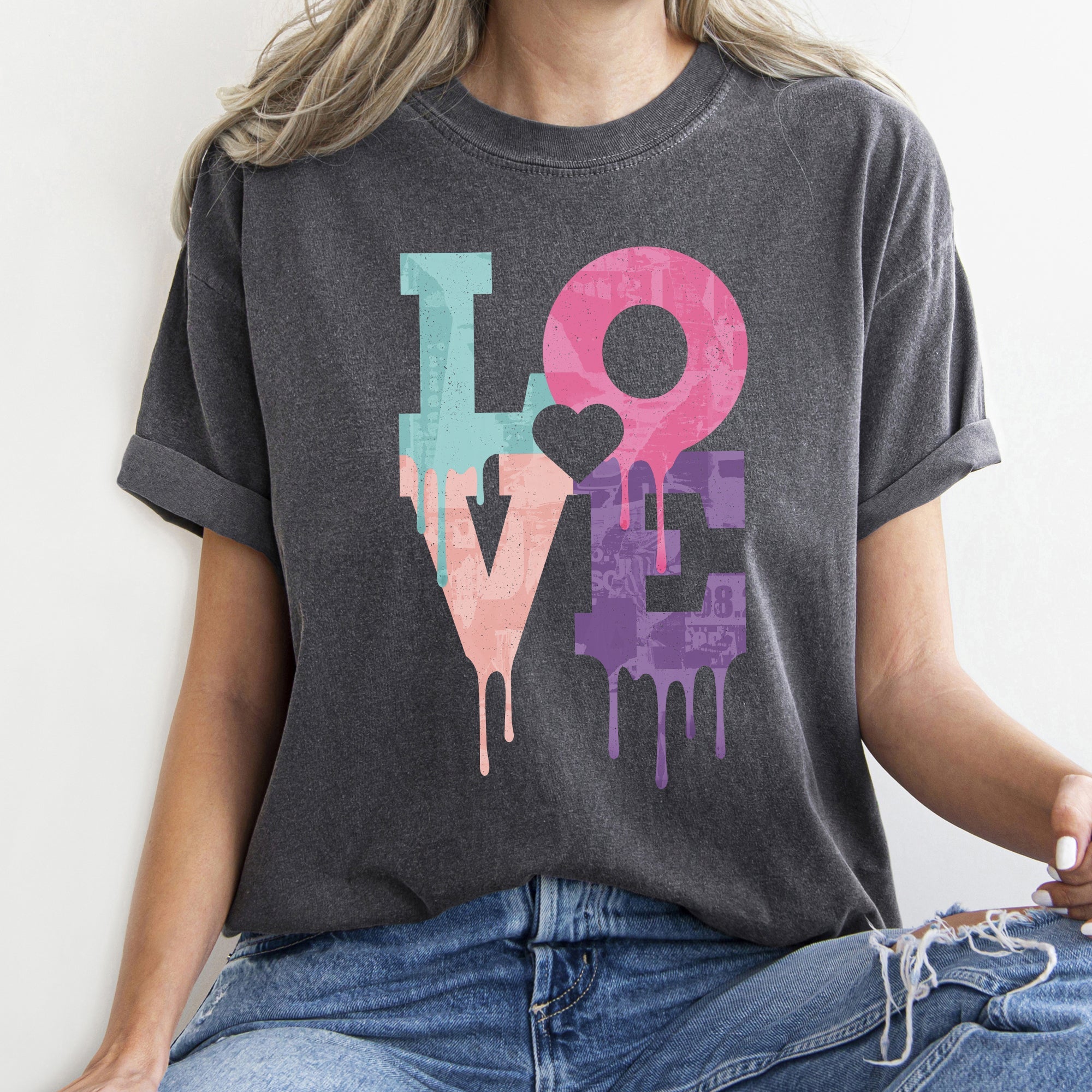 Retro Love Dripping Paint Limited Edition Vintage Style Graphic Comfort Colors Tee