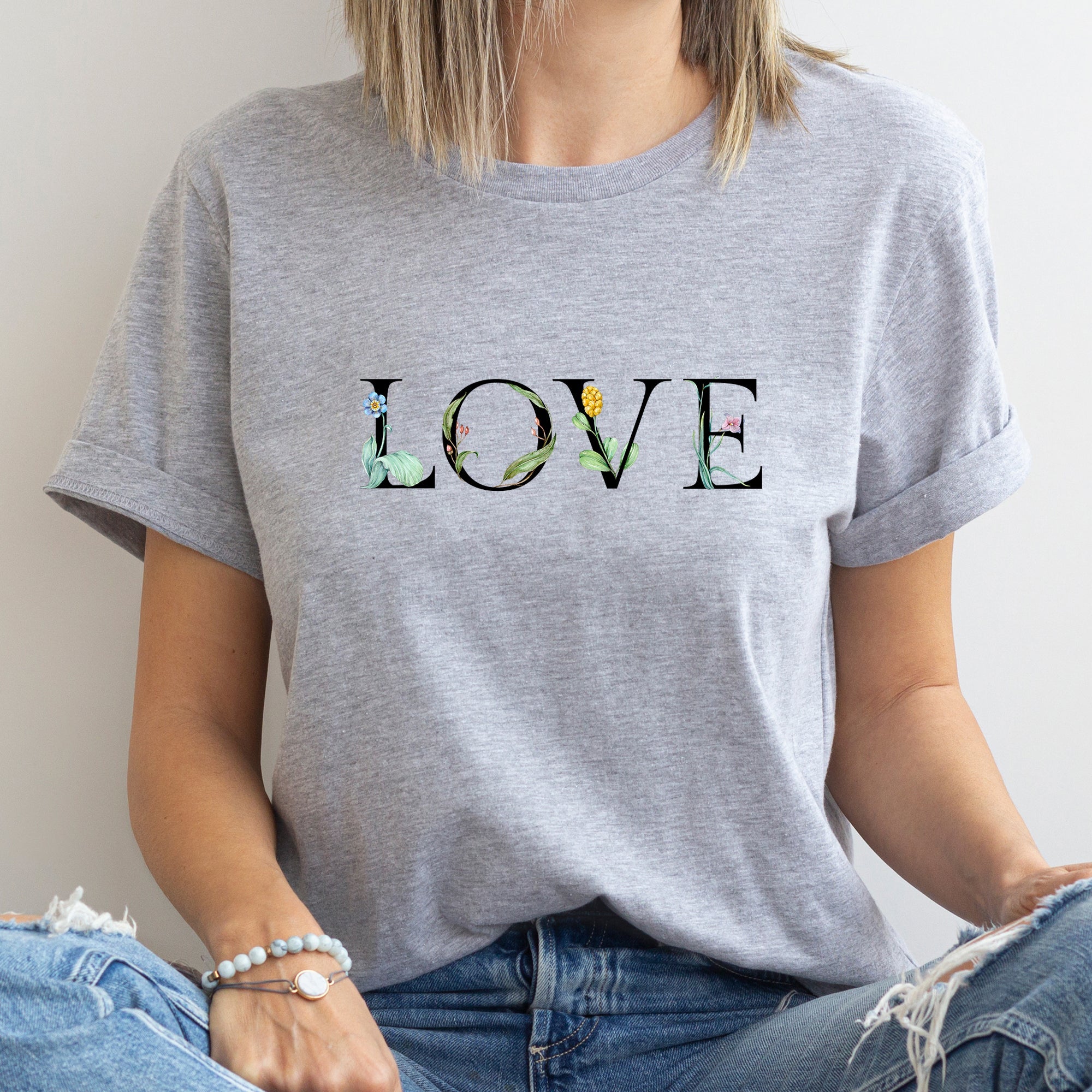 Love Flowers Valentine's Day Romantic Floral Celebration Soft Touch Premium Cotton Comfort Fit Graphic Tee