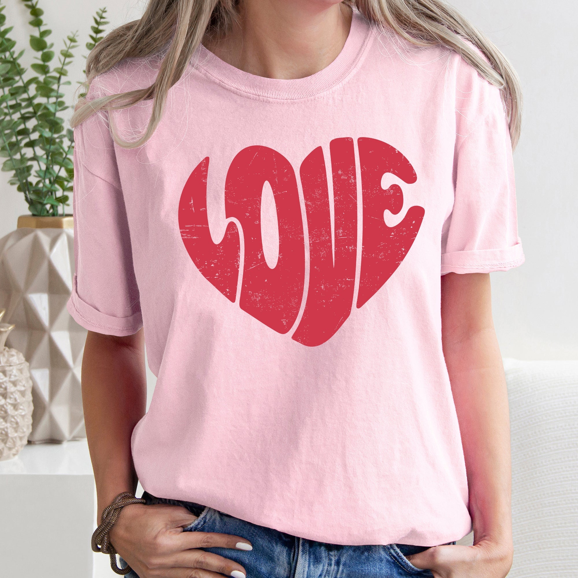 Retro Love Heart Vintage Valentine Edition Ultra Soft Everyday Wear Comfort Colors Tee