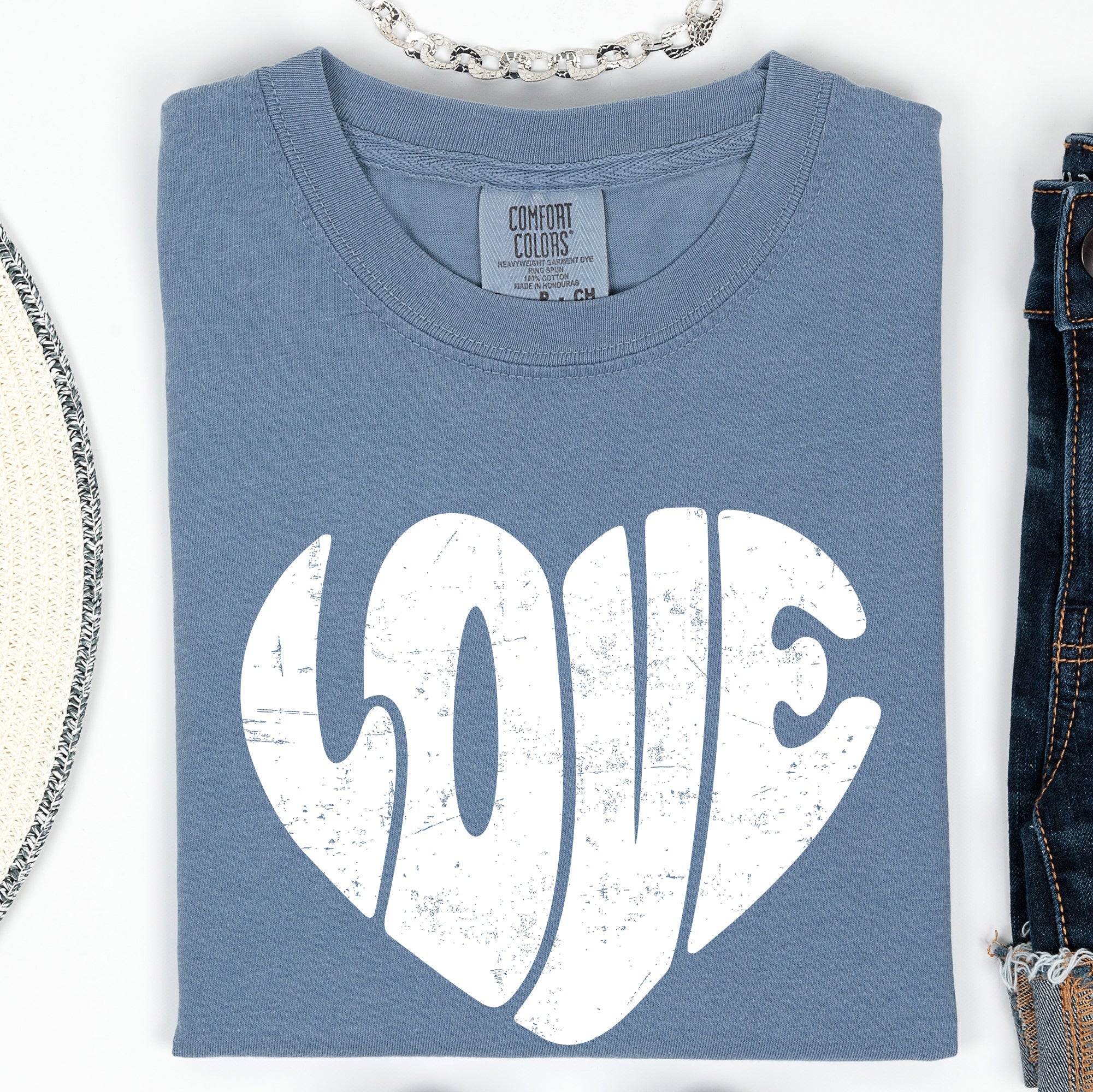 Retro Love Heart Vintage Valentine Edition Ultra Soft Everyday Wear Comfort Colors Tee