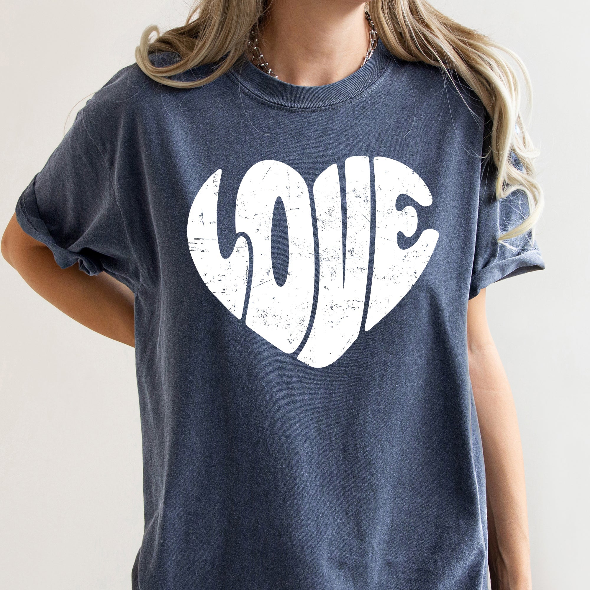 Retro Love Heart Vintage Valentine Edition Ultra Soft Everyday Wear Comfort Colors Tee