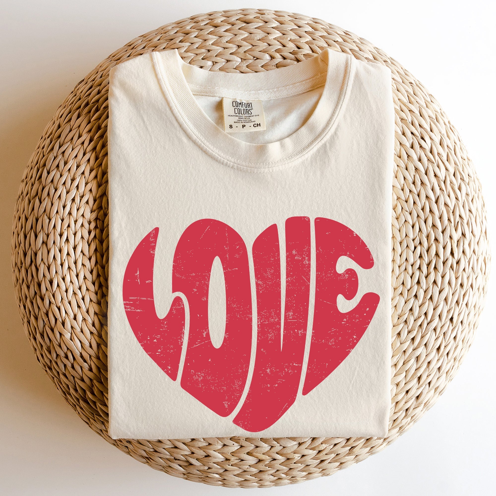 Retro Love Heart Vintage Valentine Edition Ultra Soft Everyday Wear Comfort Colors Tee