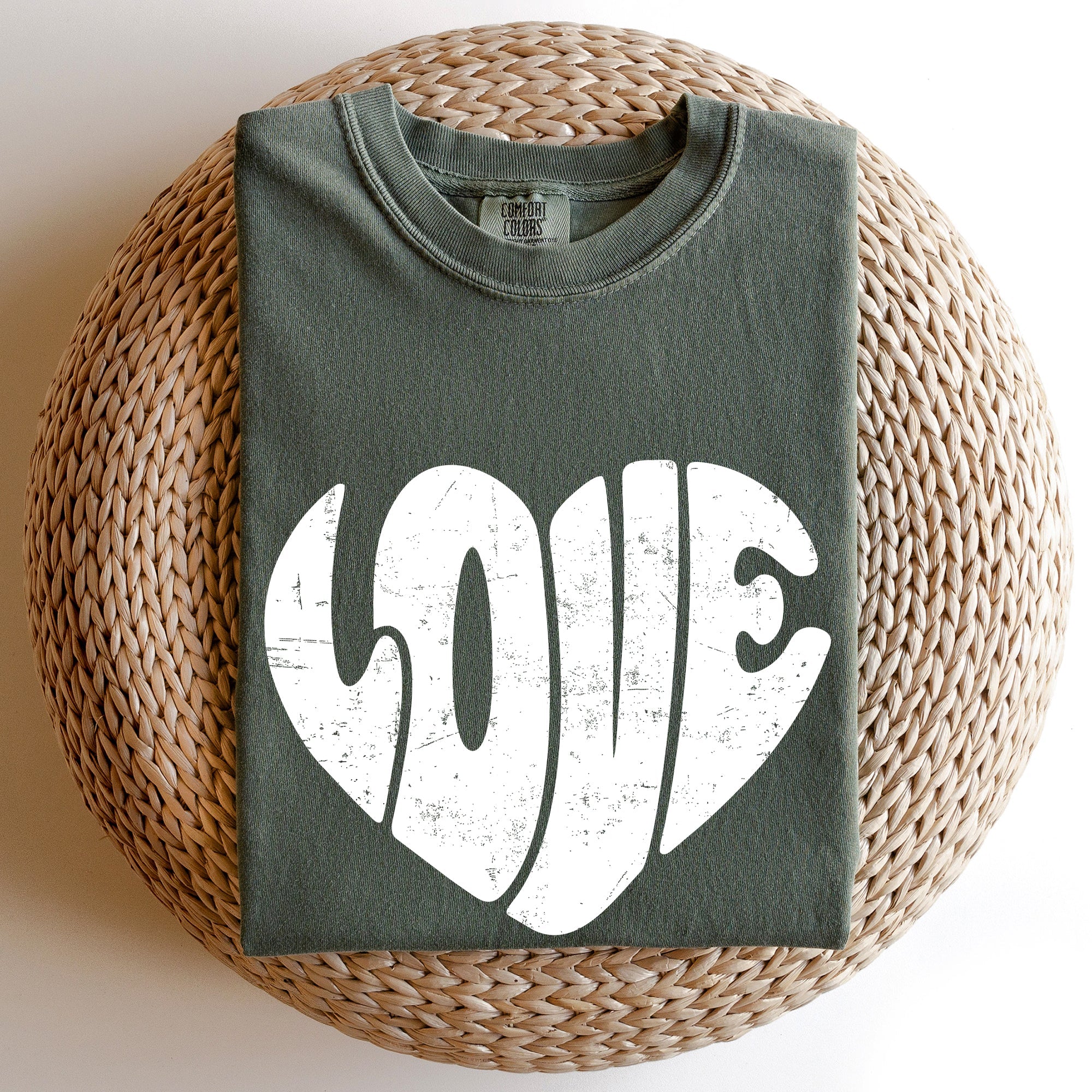 Retro Love Heart Vintage Valentine Edition Ultra Soft Everyday Wear Comfort Colors Tee
