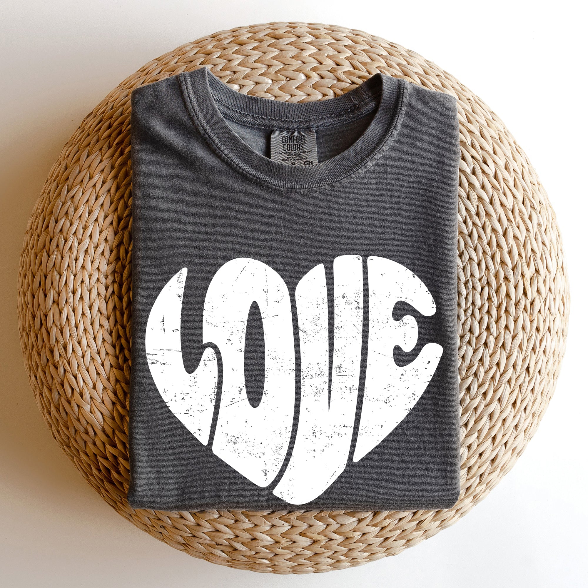 Retro Love Heart Vintage Valentine Edition Ultra Soft Everyday Wear Comfort Colors Tee