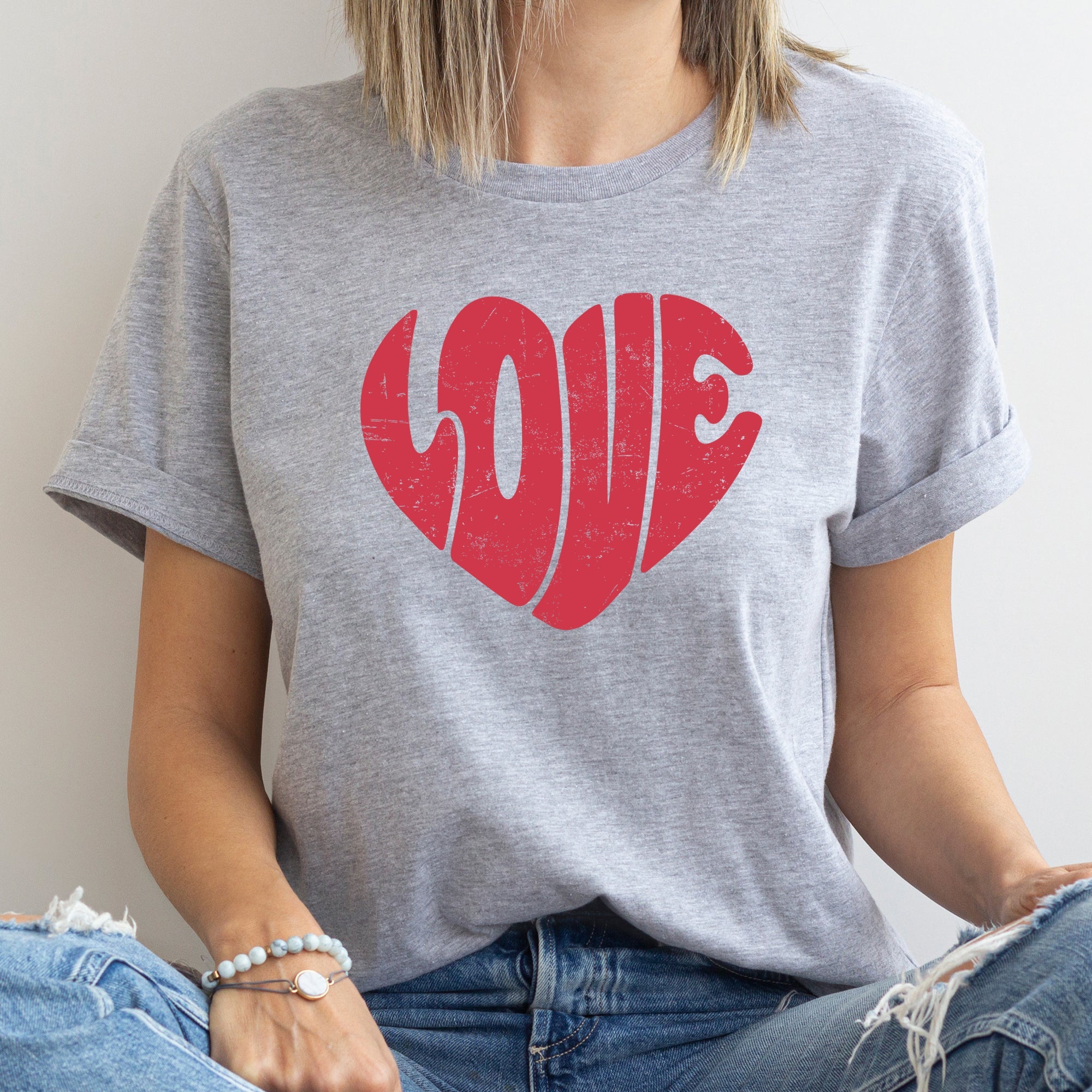Retro Love Heart Vintage Valentine's Day Romance Fashion Print Inspired Classic Graphic Tee