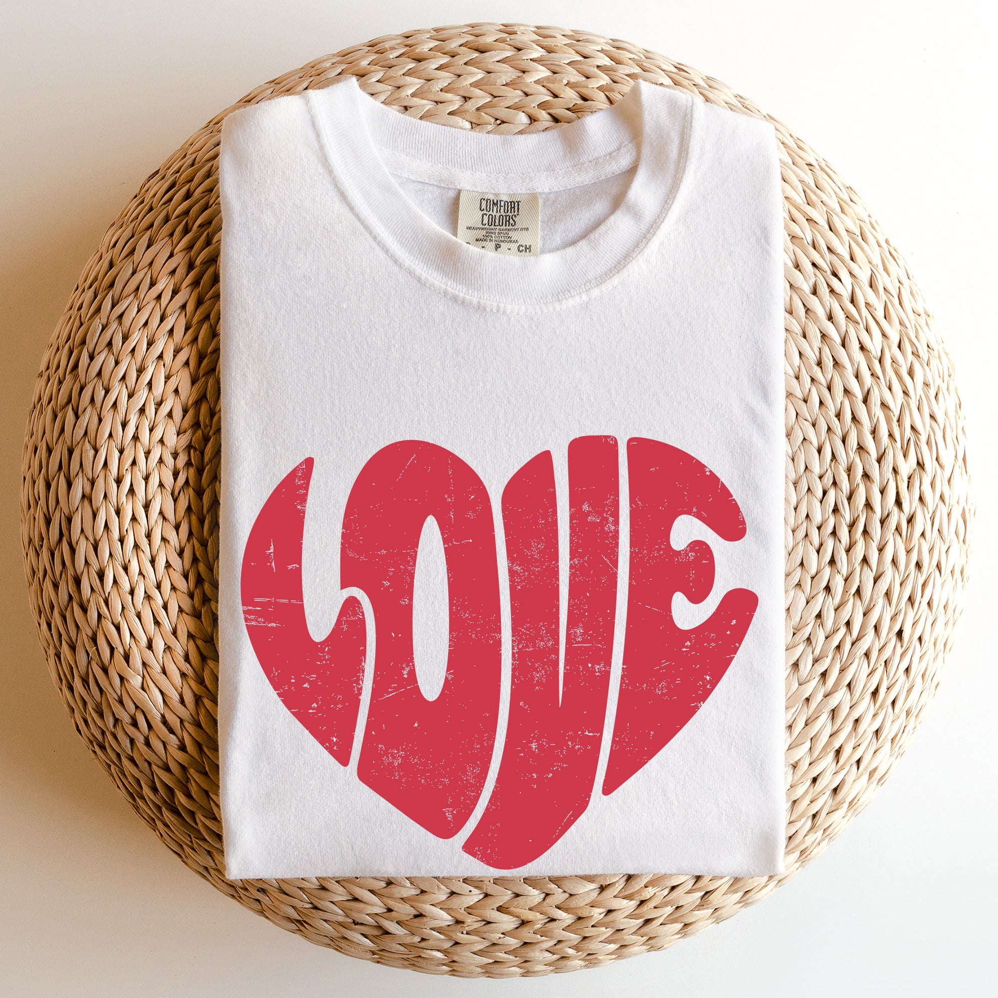 Retro Love Heart Vintage Valentine Edition Ultra Soft Everyday Wear Comfort Colors Tee