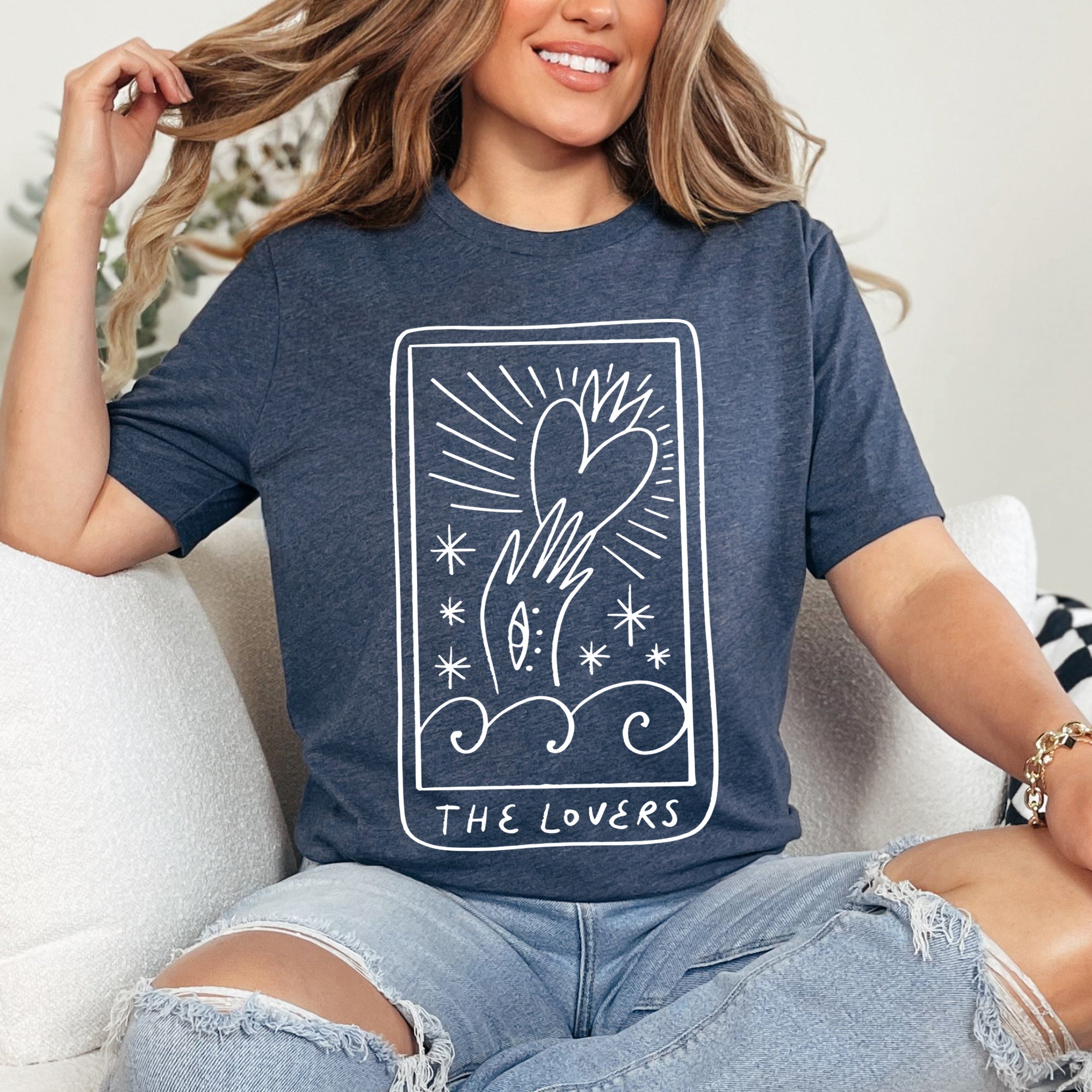 Lovers Tarot Mystical Magic Vintage Oracle Card Design For Valentine's Day Lovers Graphic Tee
