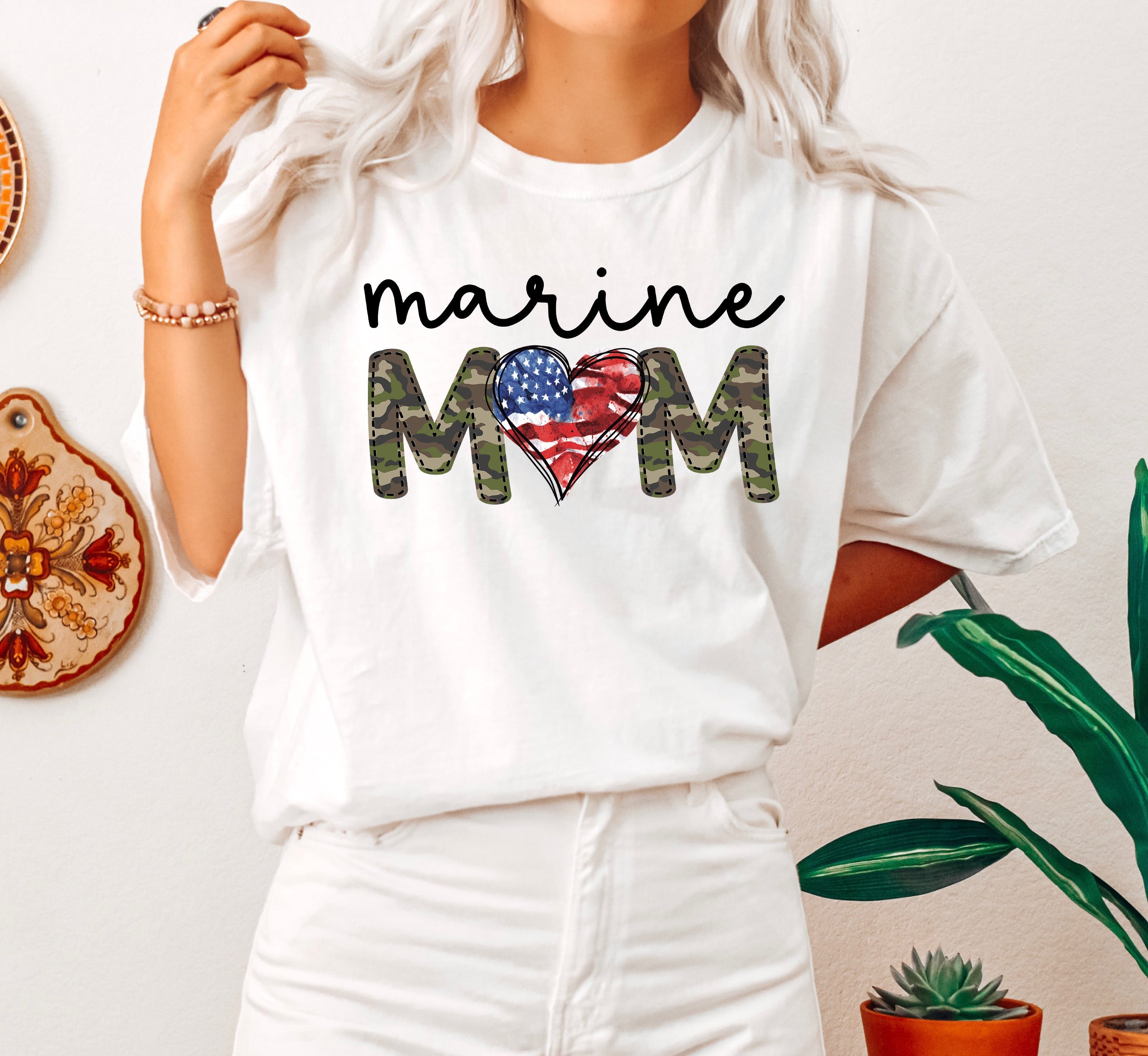 Marine Mom Proudly Supporting Our Brave Marines And Families Every Day Always Comfort Colors Tee
