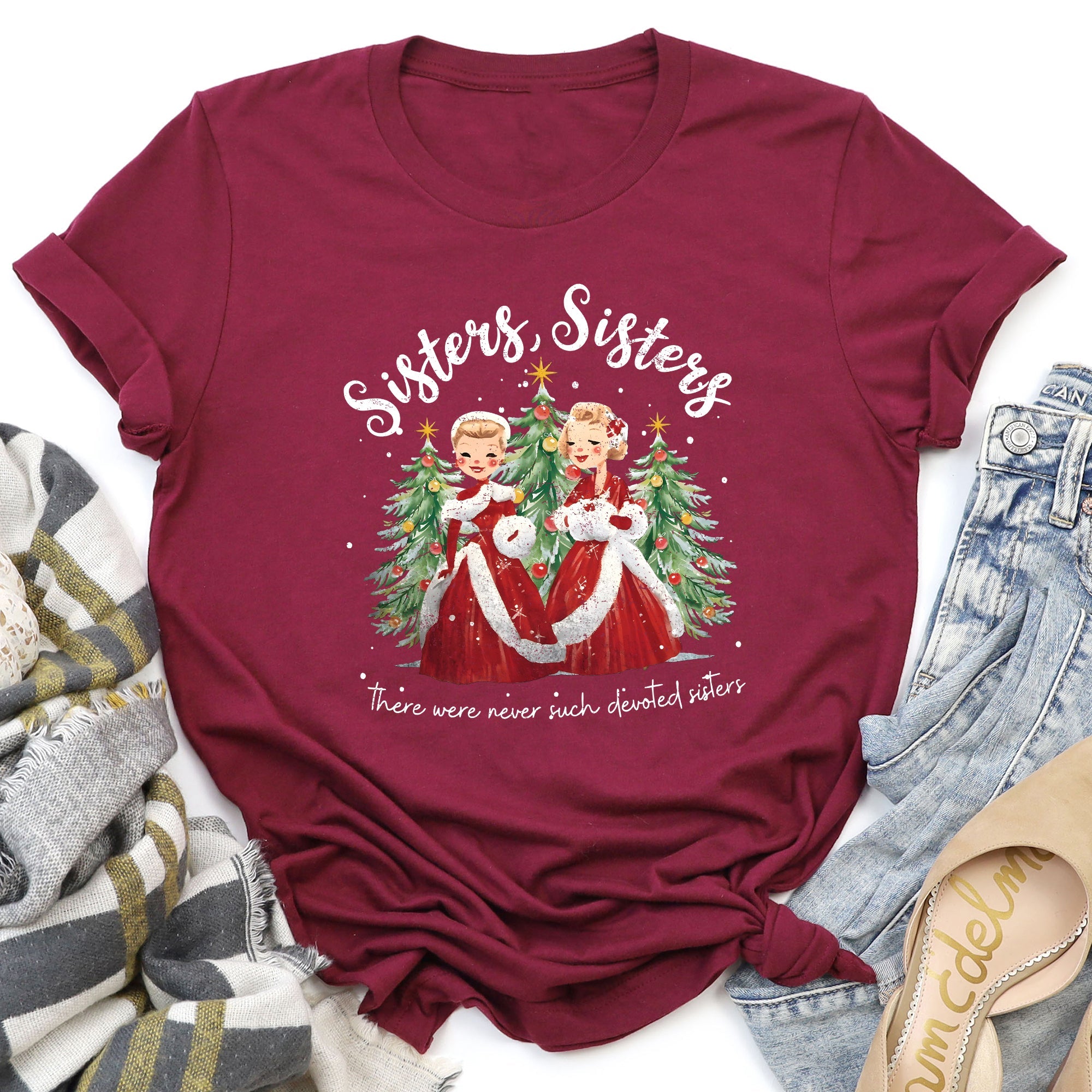 Sisters White Christmas Movie Musical Vintage Theatrical Tribute Inspired By Classic Film Poster Graphic Tee