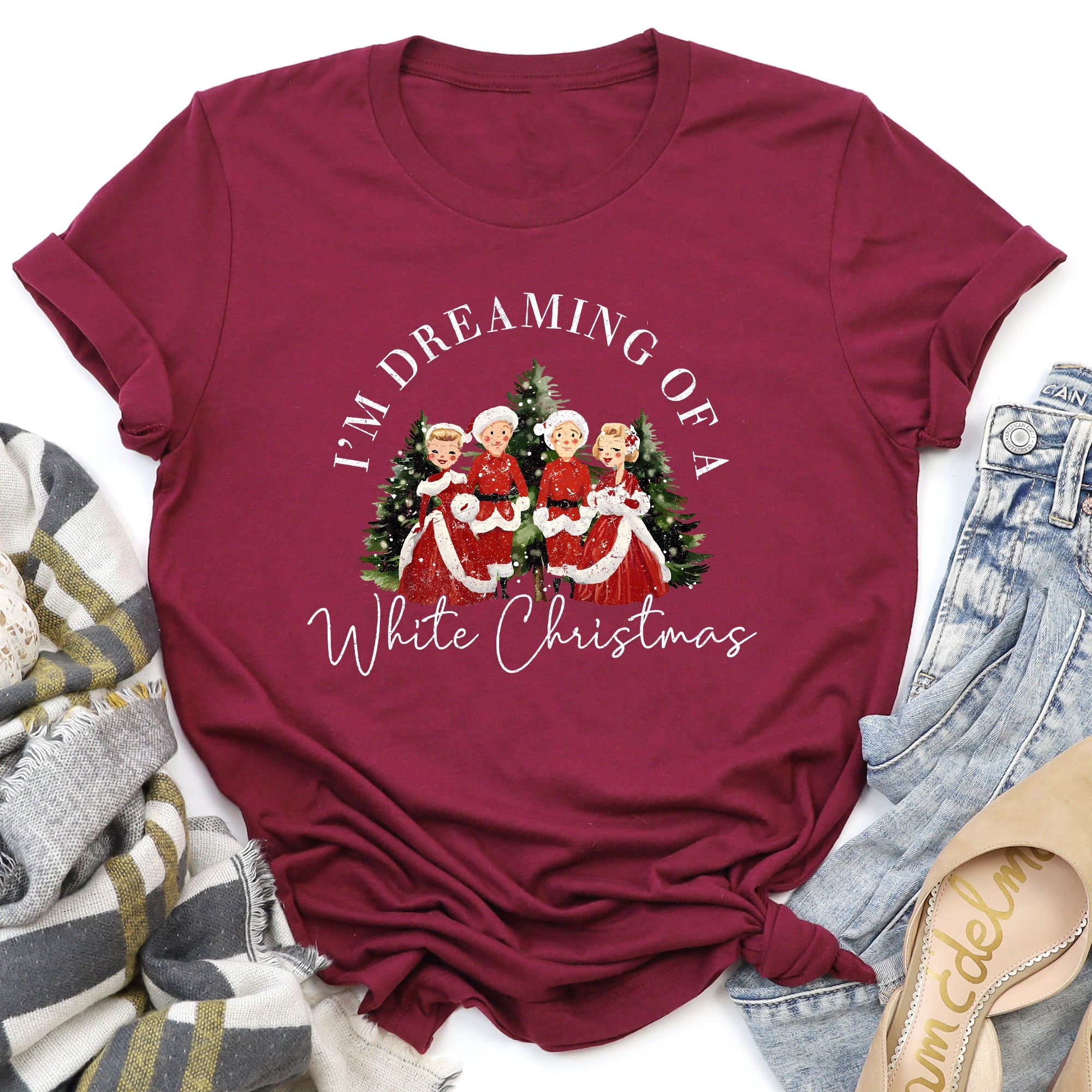 I'm Dreaming Of A White Christmas Movie Classic Musical Film Theme Vintage Inspired Graphic Tee