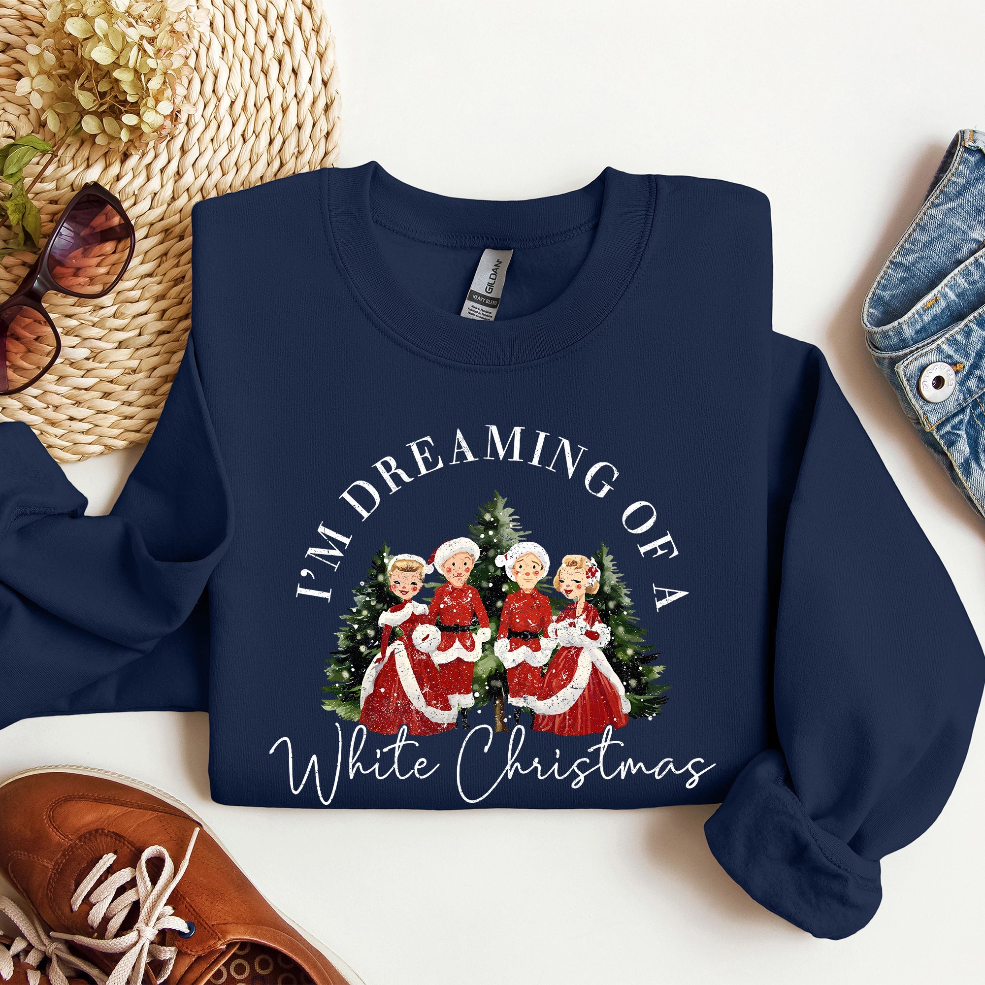 I'm Dreaming Of A White Christmas Retro Movie Classic Holiday Cozy Warm Sweatshirt