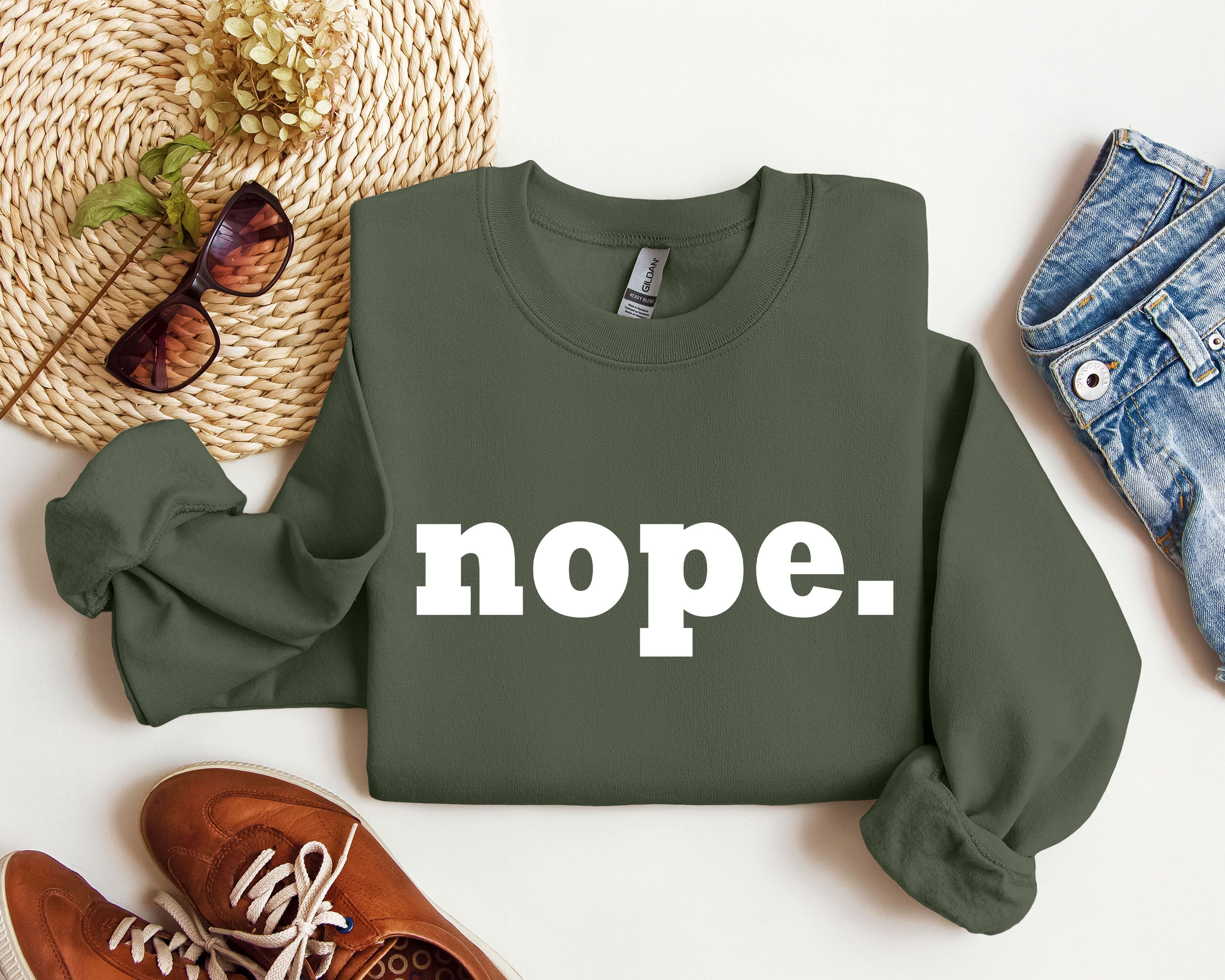 Nope Sarcastic College Campus Humor Expressing Relatable Apathy And Dorm Life Attitude Sweatshirt