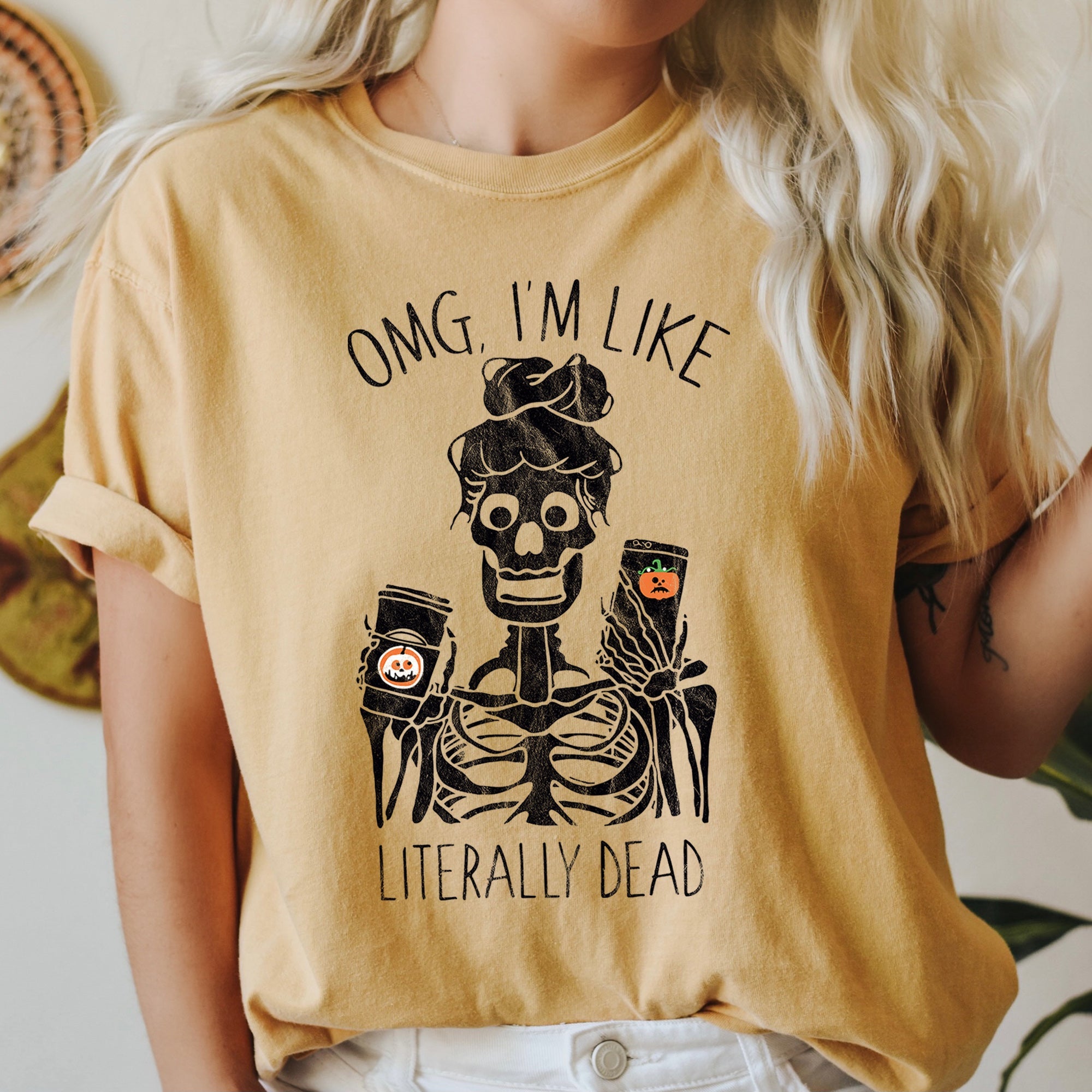 Omg I'm Like Literally Dead Retro Halloween Vintage Style Limited Edition Comfort Colors Tee