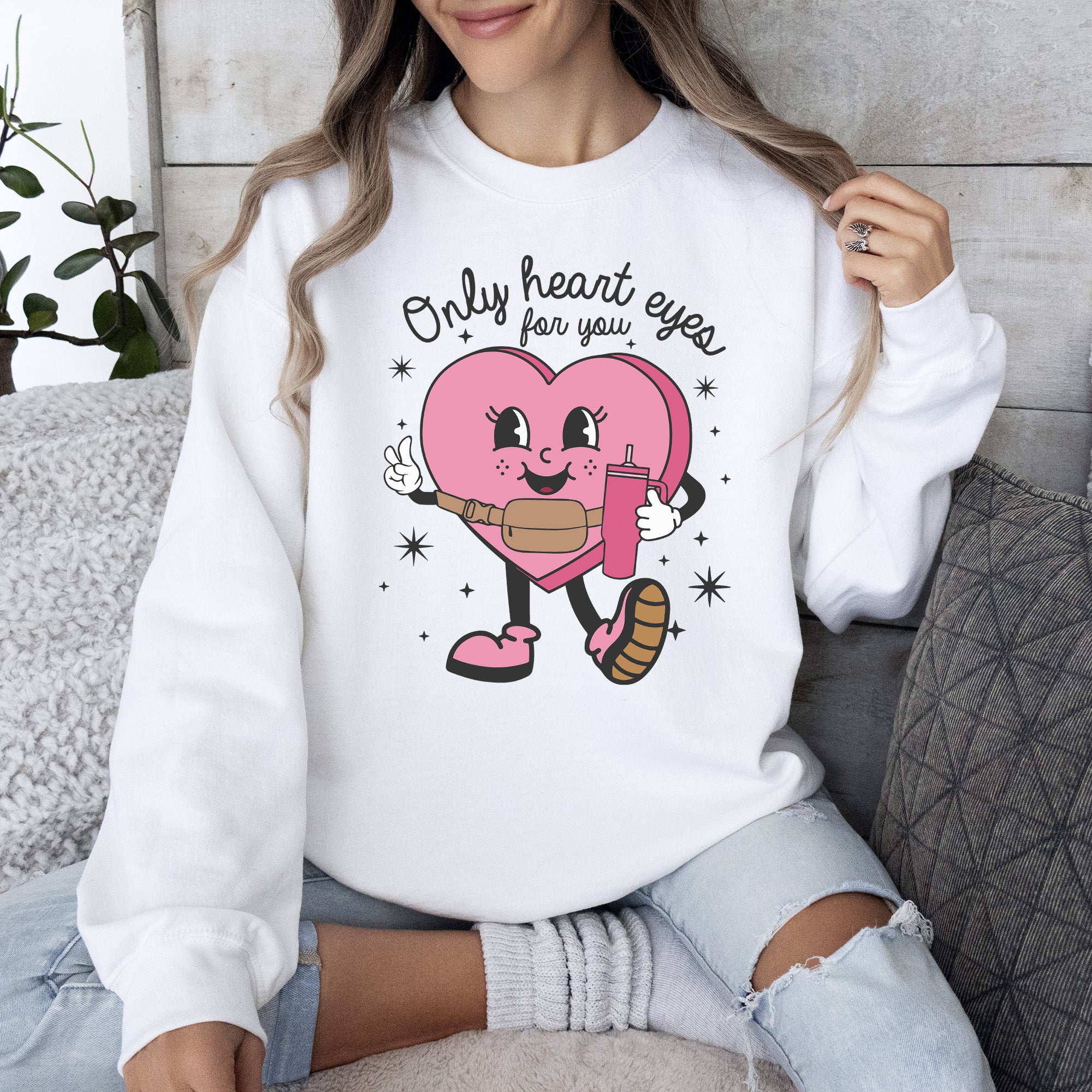 Only Heart Eyes For You Pink Heart Bougie Boojee Valentine Edition Limited Sweatshirt