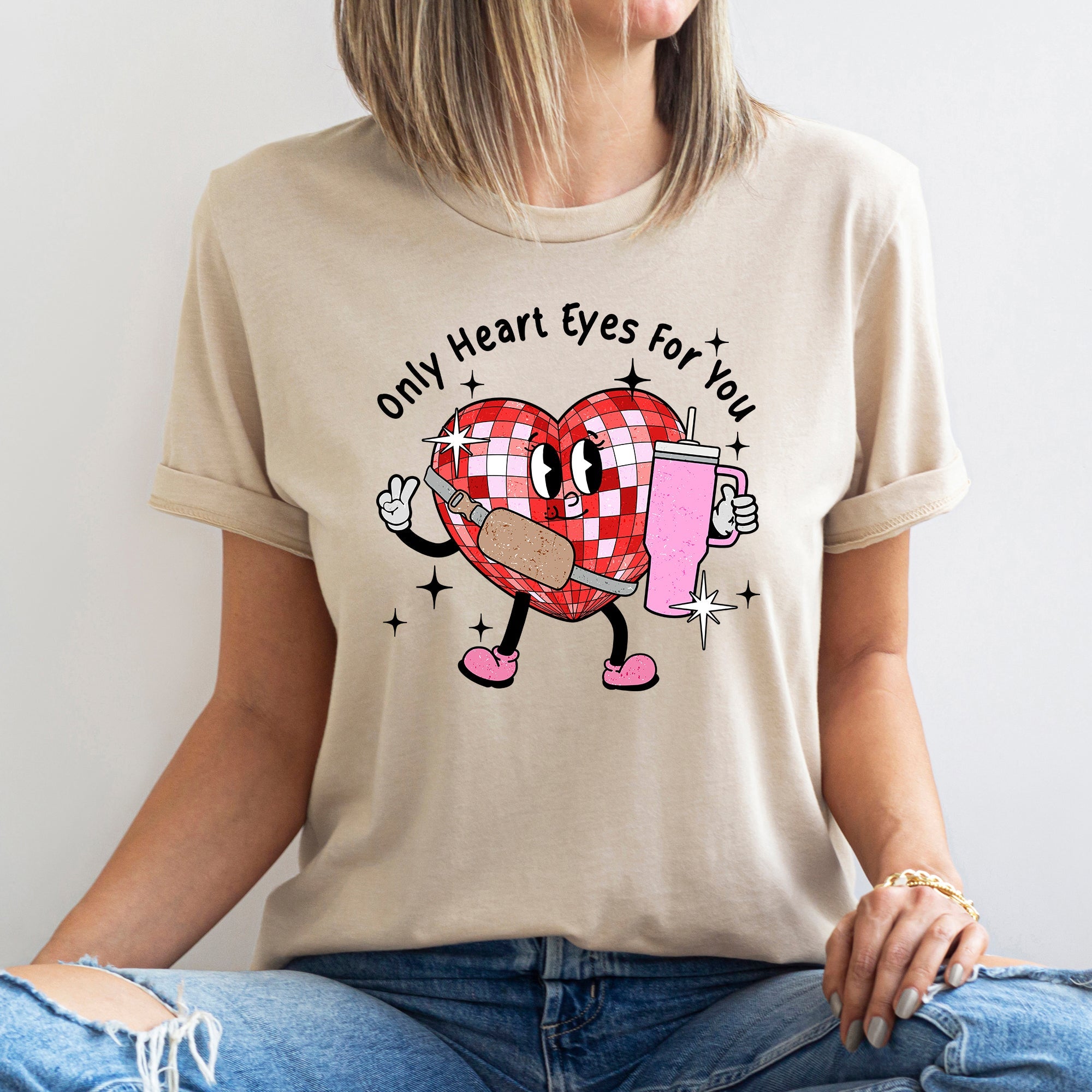 Only Heart Eyes For You Disco Heart Bougie Boojee Illustration Premium Graphic Tee
