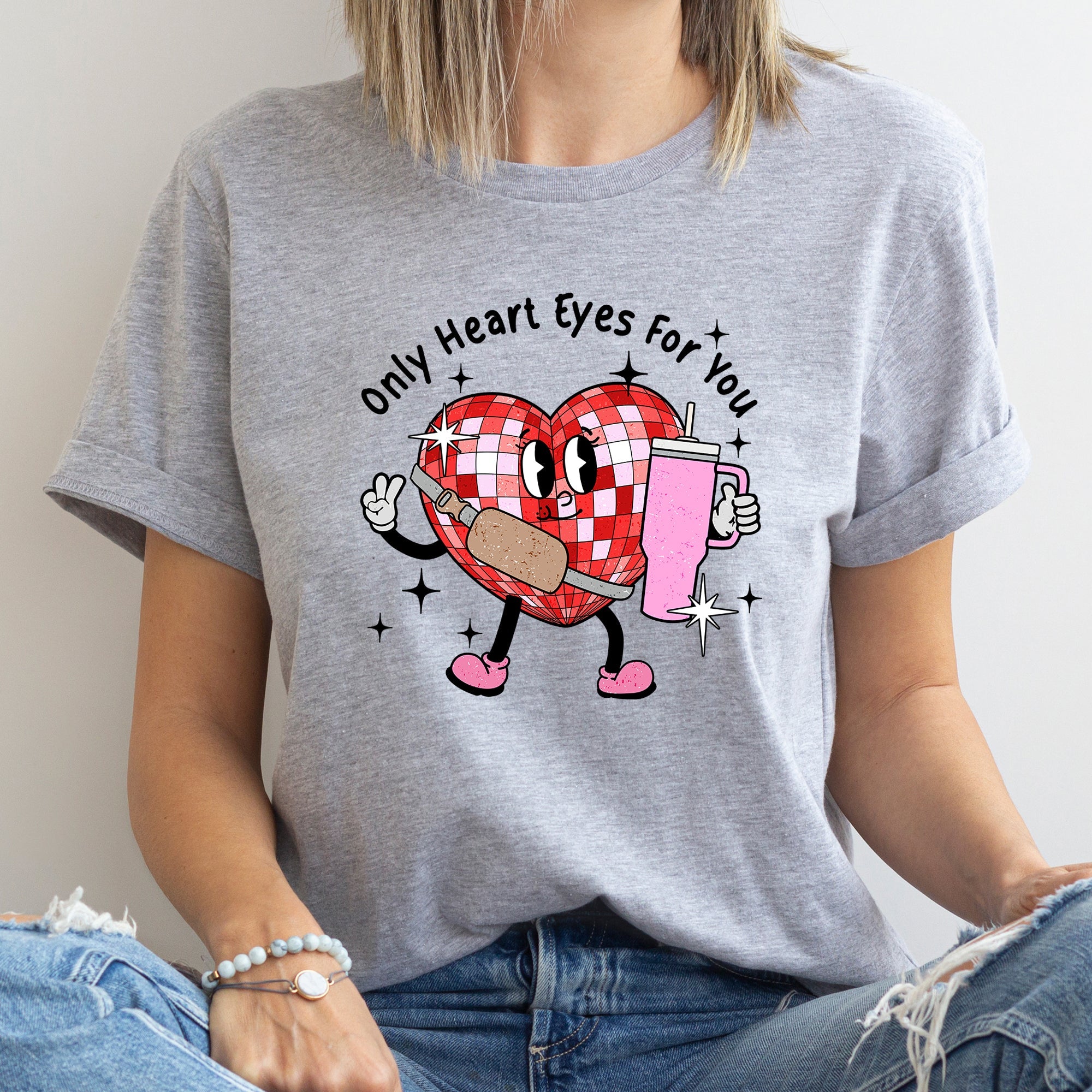 Only Heart Eyes For You Disco Heart Bougie Boojee Illustration Premium Graphic Tee