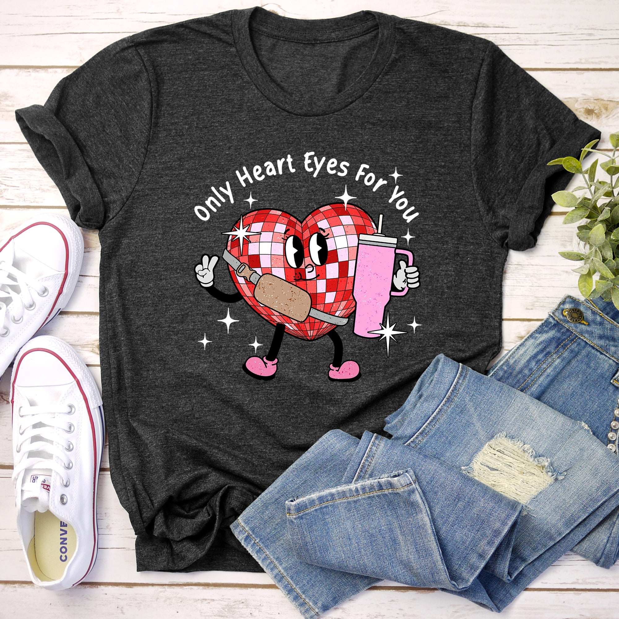 Only Heart Eyes For You Disco Heart Bougie Boojee Illustration Premium Graphic Tee